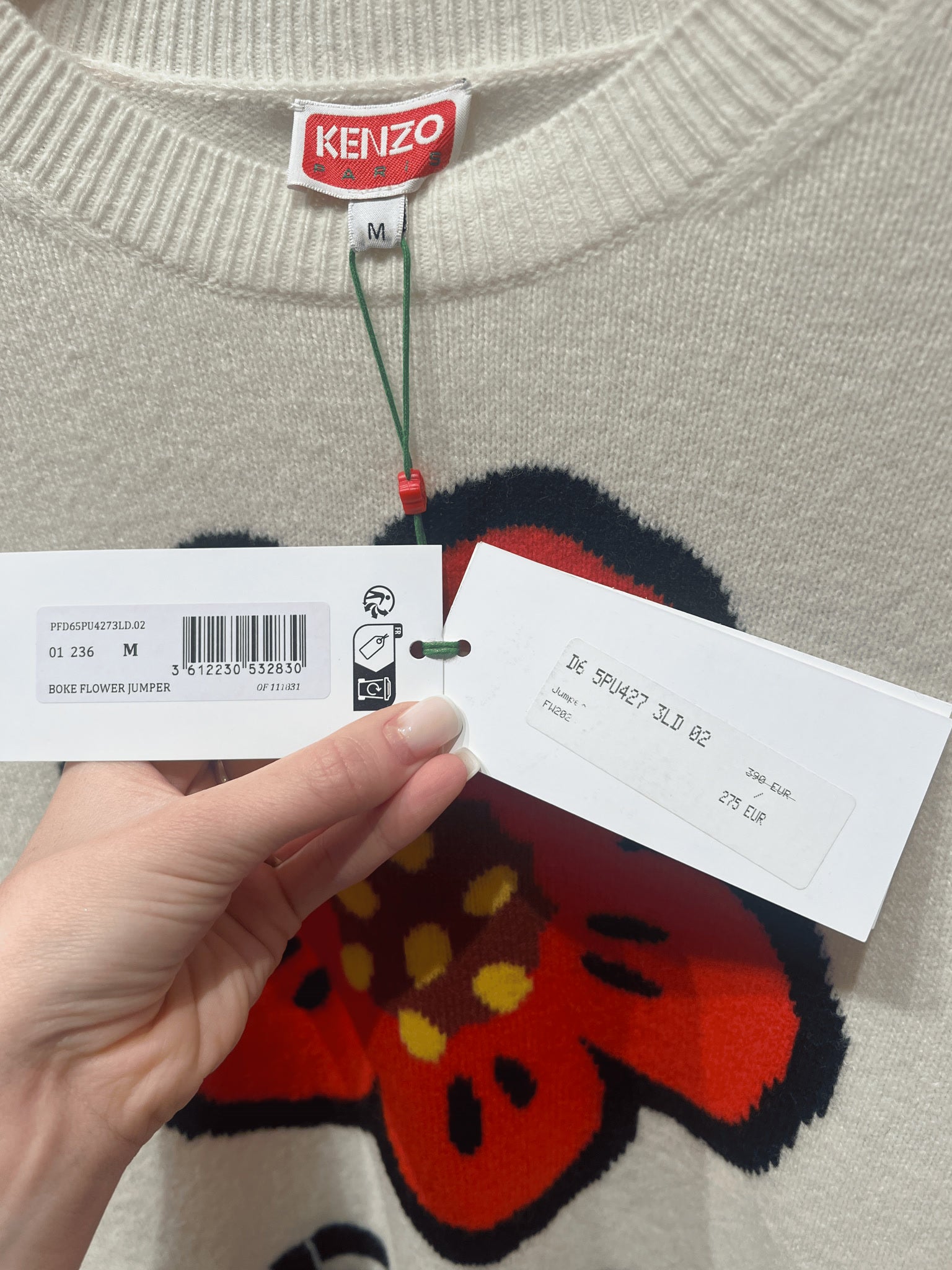 KENZO Damski Sweter Biały Boke Flower Jumper D6 SPU427 3LD 02Kenzo