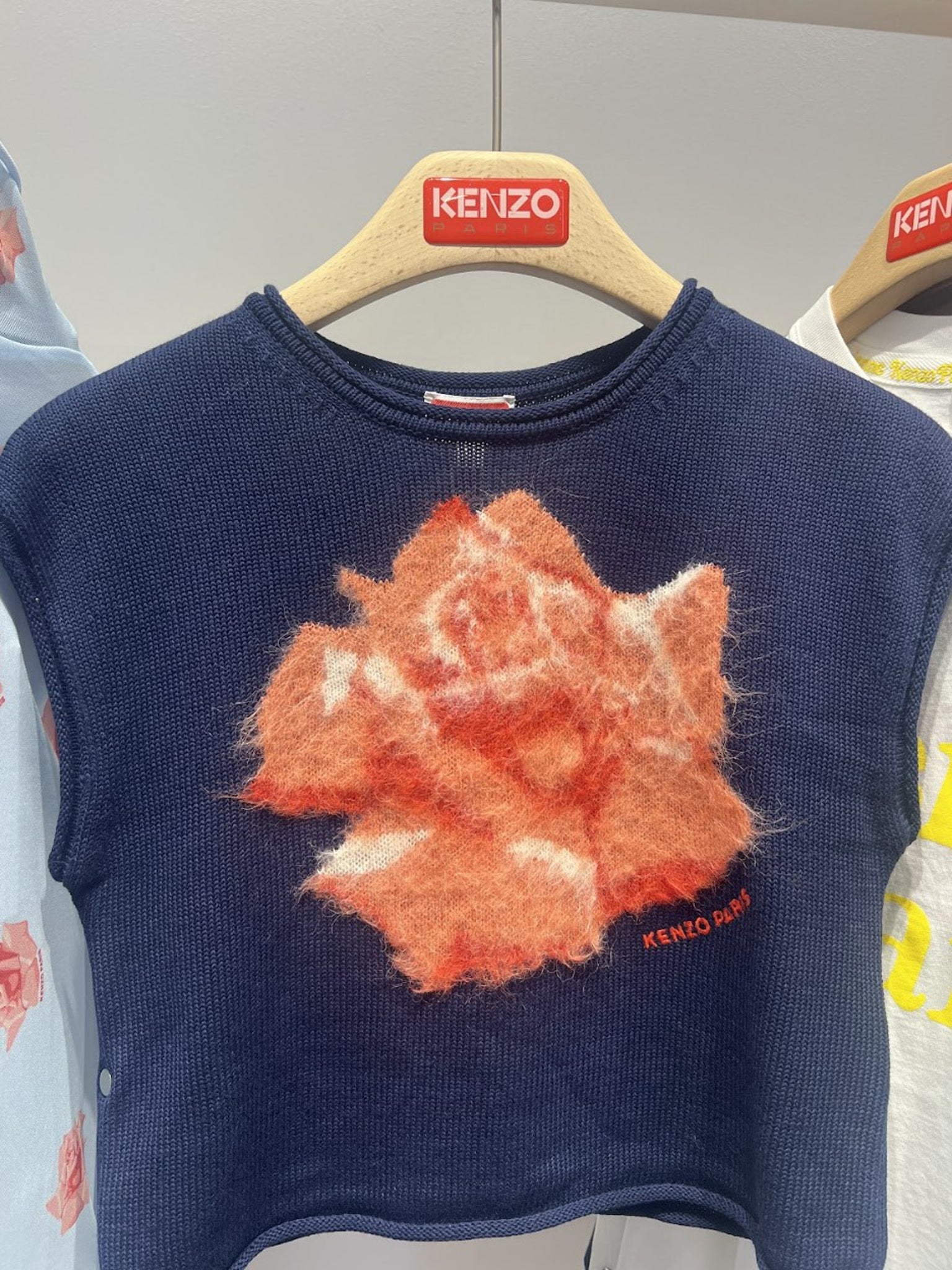 KENZO Damski Sweter Niebieski Kenzo Rose Top E5 2PU468 3BM 77Kenzo