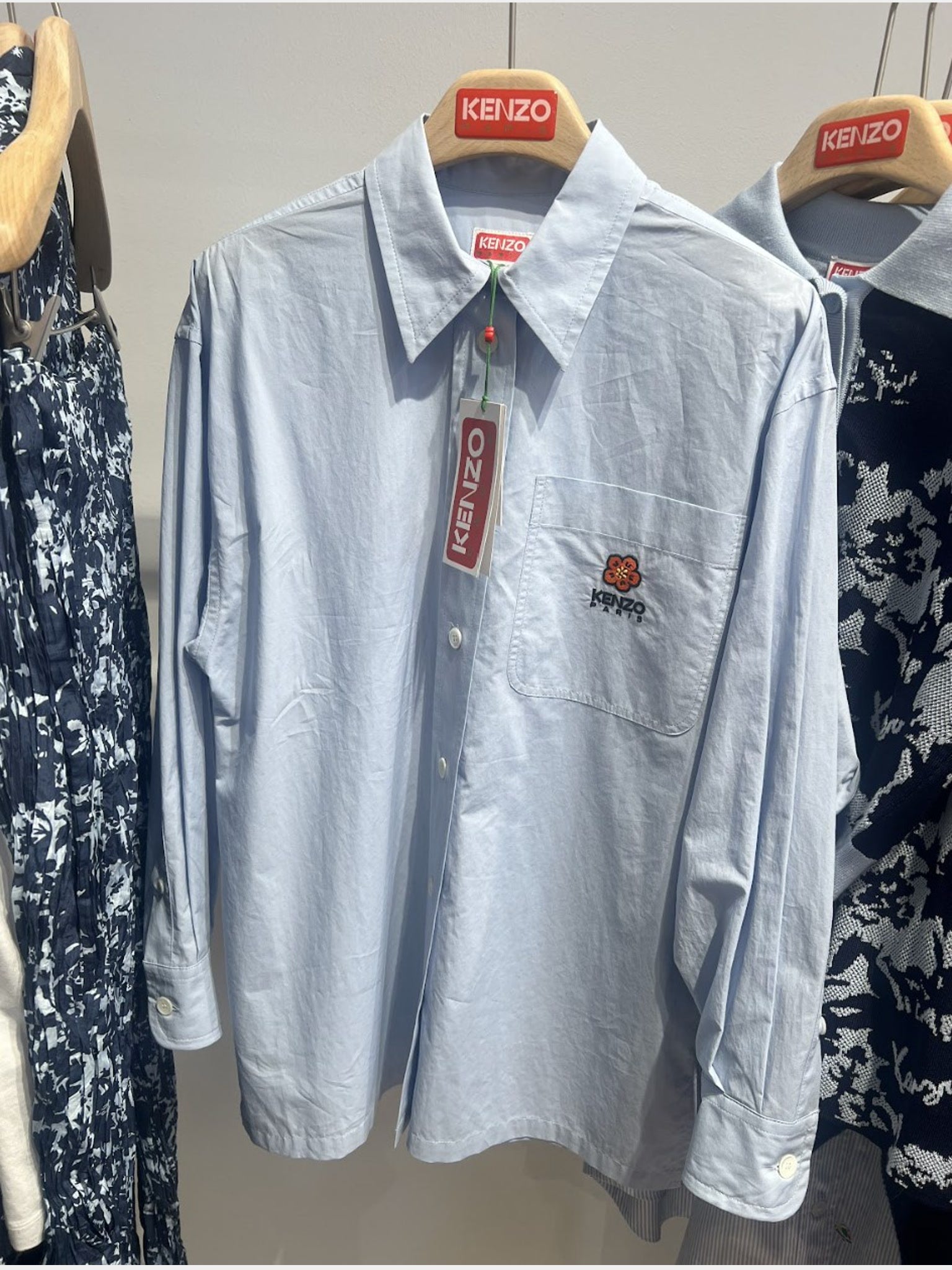 KENZO Shirt LS Damskie Niebieskie BOKE FLOWER OVERSIZE SHIRKenzo