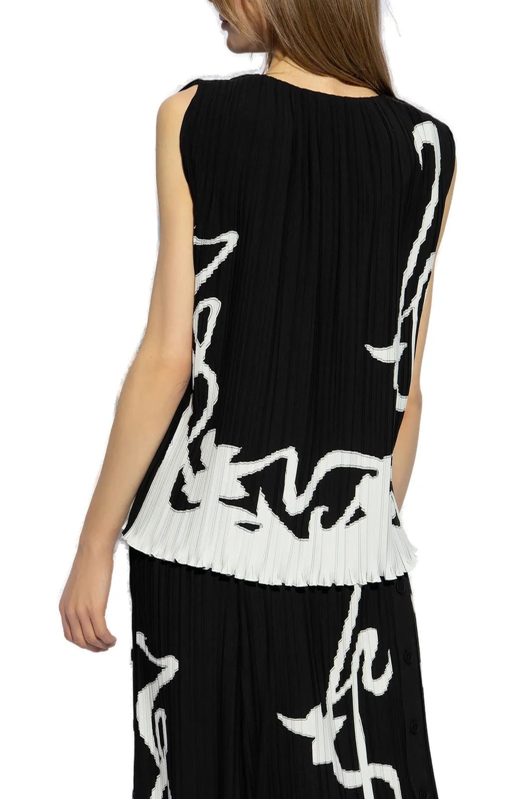 Lanvin Abstract - Print Pleated Sleeveless BlouseLanvin