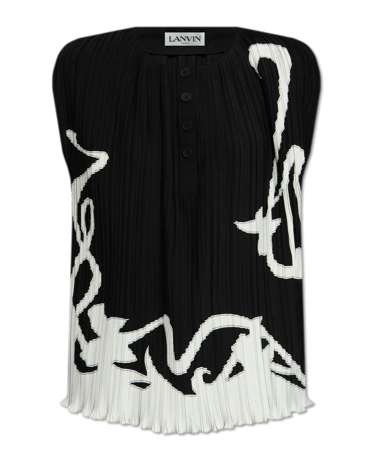 Lanvin Abstract - Print Pleated Sleeveless BlouseLanvin