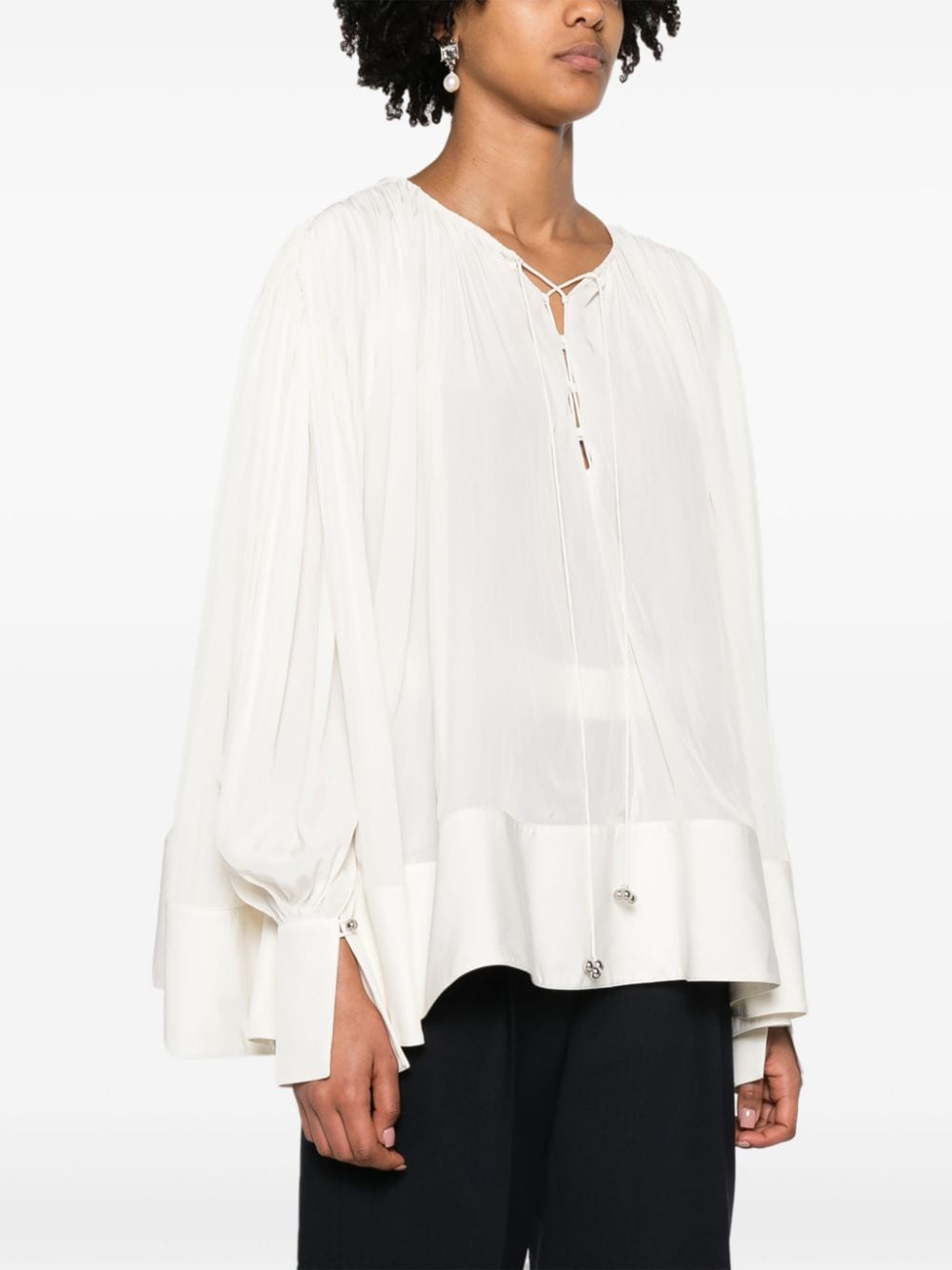 Lanvin White Long - Sleeved Blouse - WomenLanvin