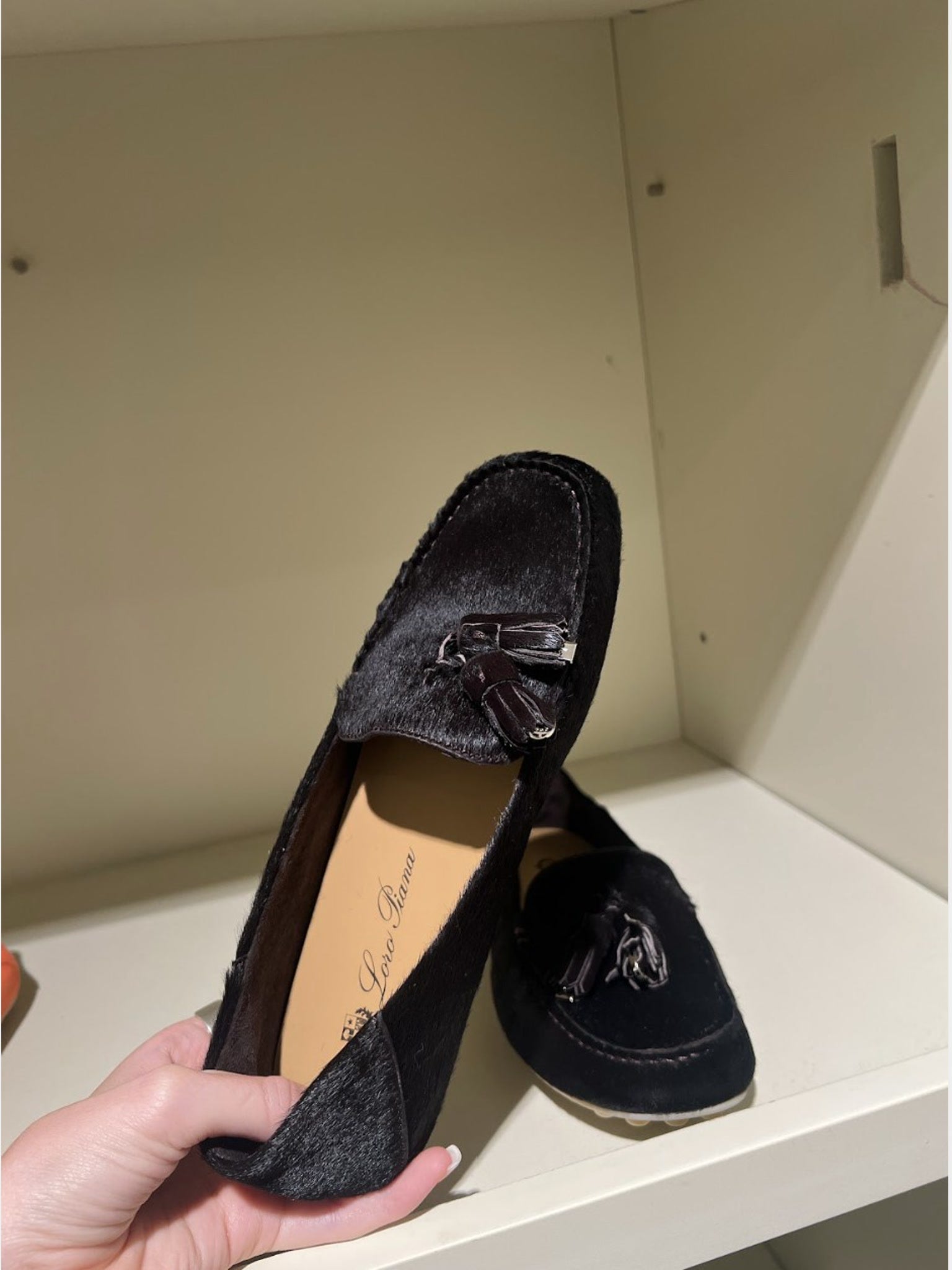 Loro Piana Damskie Buty Czarne Dot Sole Walk Suede FAN0109Loro Piana