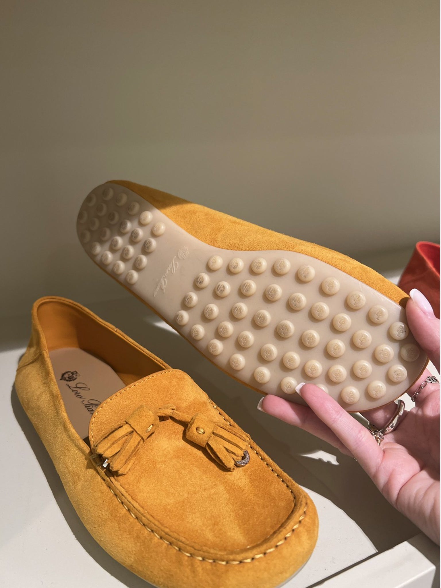 Loro Piana Damskie Buty Żółte Dot Sole Walk Suede FAN0109Loro Piana