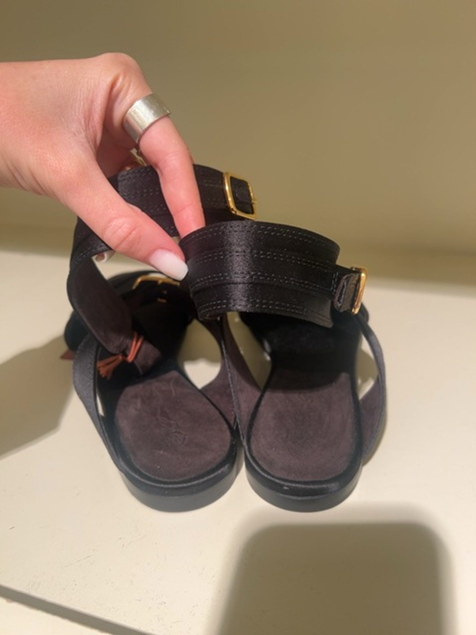 Loro Piana Damskie Sandały Czarne Yuki Sandal Satin FAO1532Loro Piana