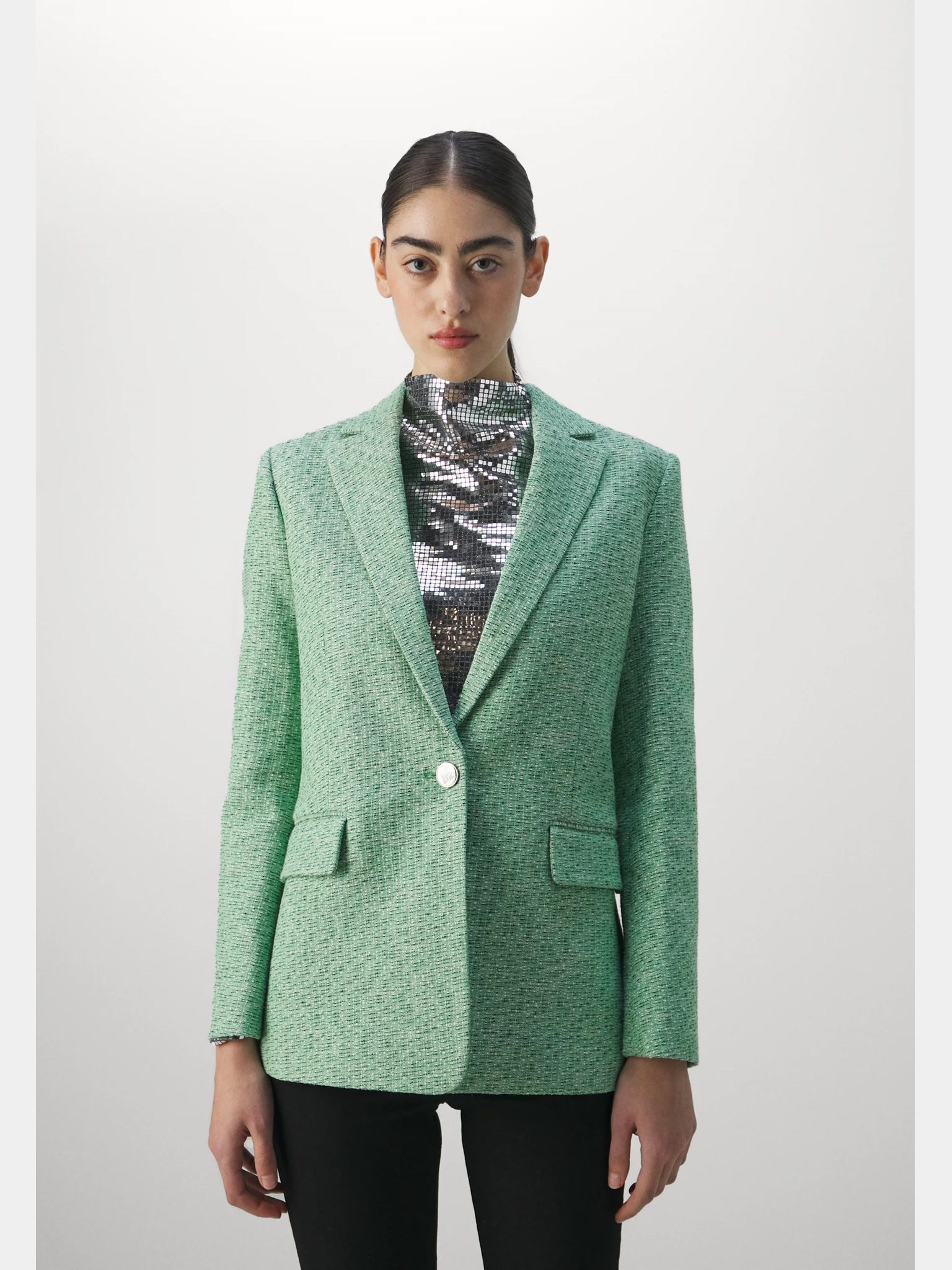 Maje Green Tweed BlazerMaje