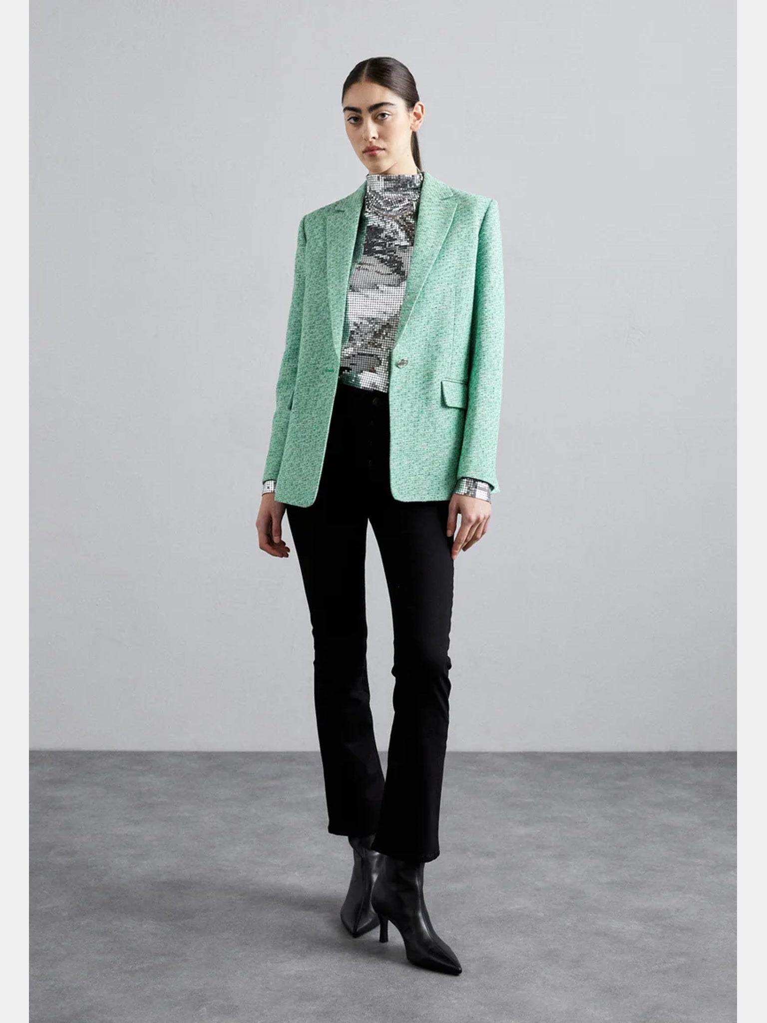 Maje Green Tweed BlazerMaje
