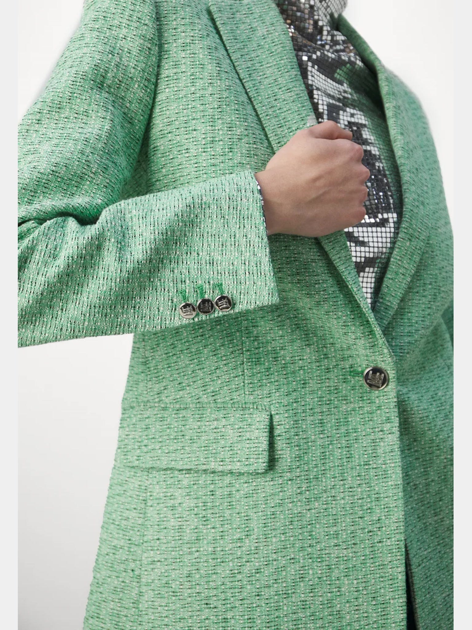 Maje Green Tweed BlazerMaje