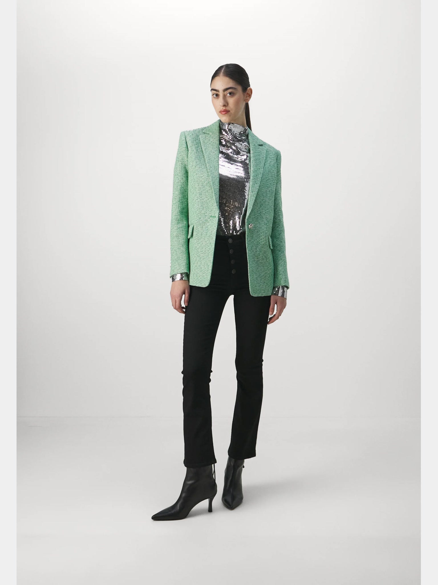 Maje Green Tweed BlazerMaje