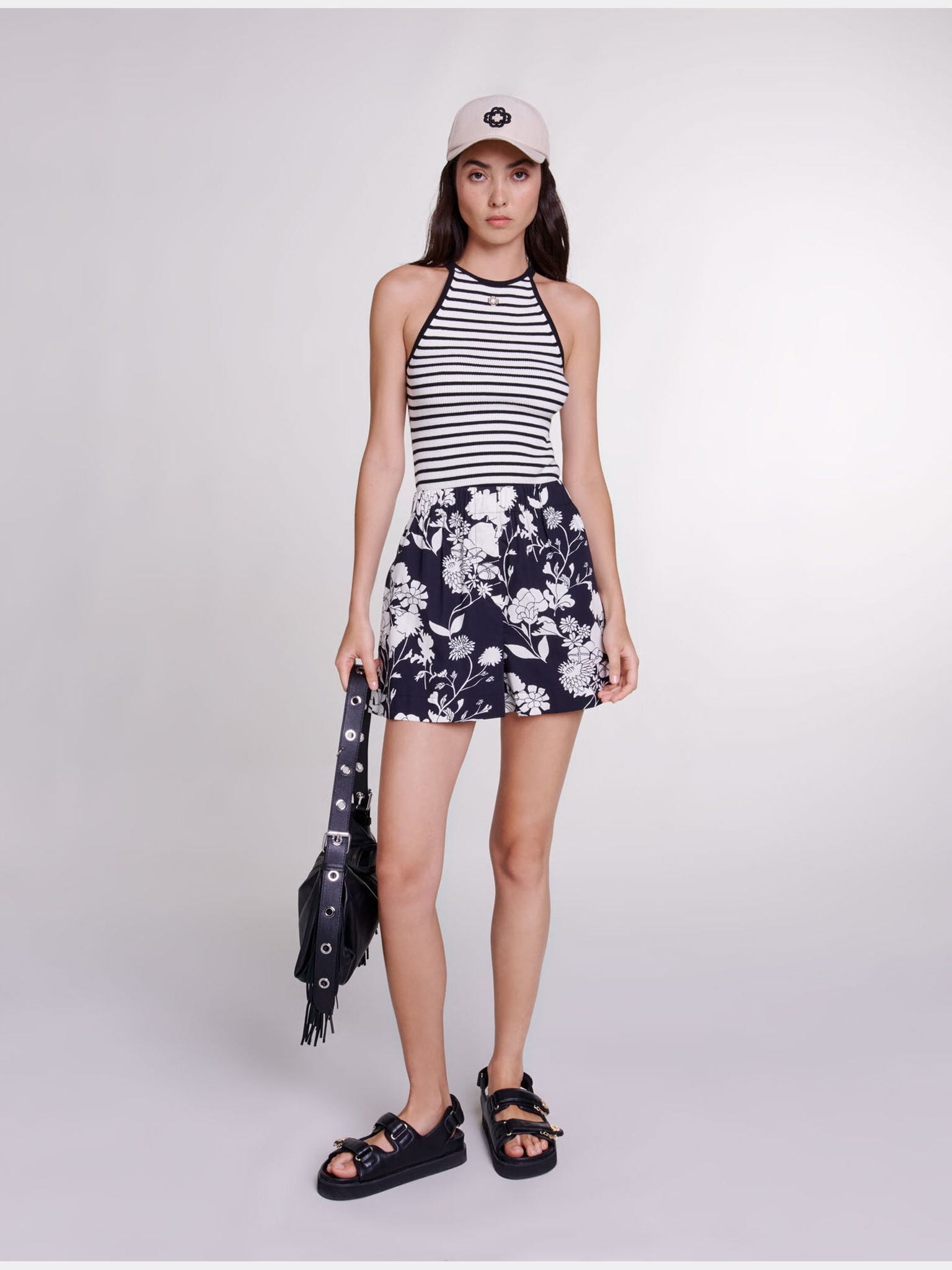 Maje Patterned Cotton ShortsMaje