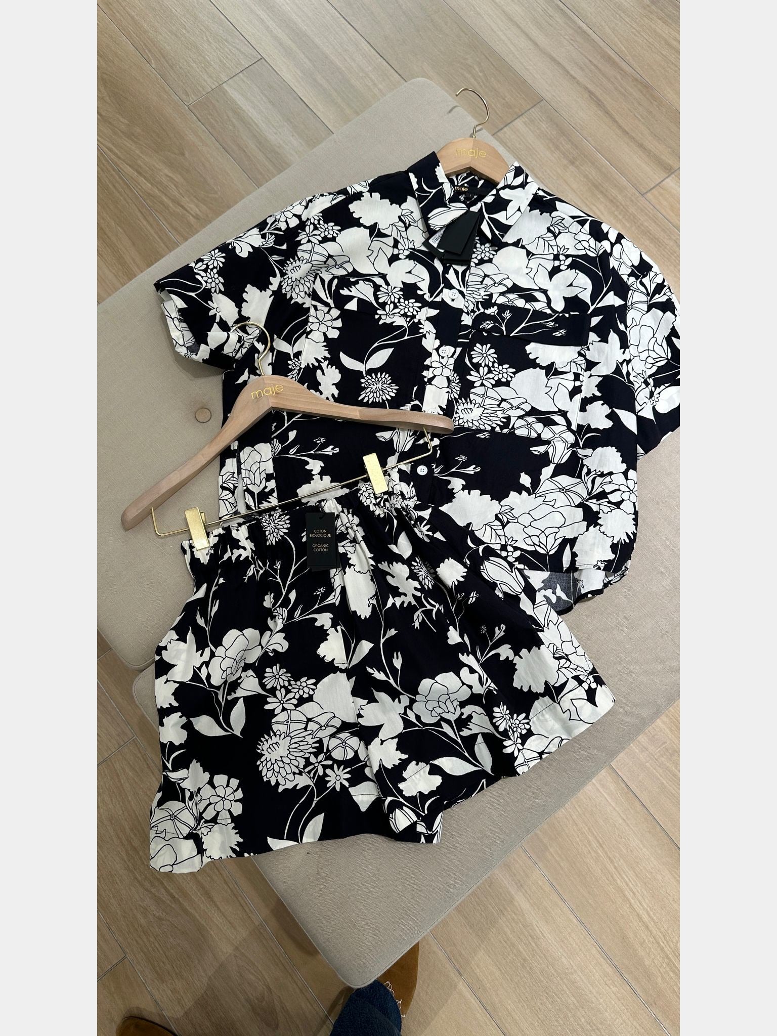 Maje Patterned Cotton ShortsMaje