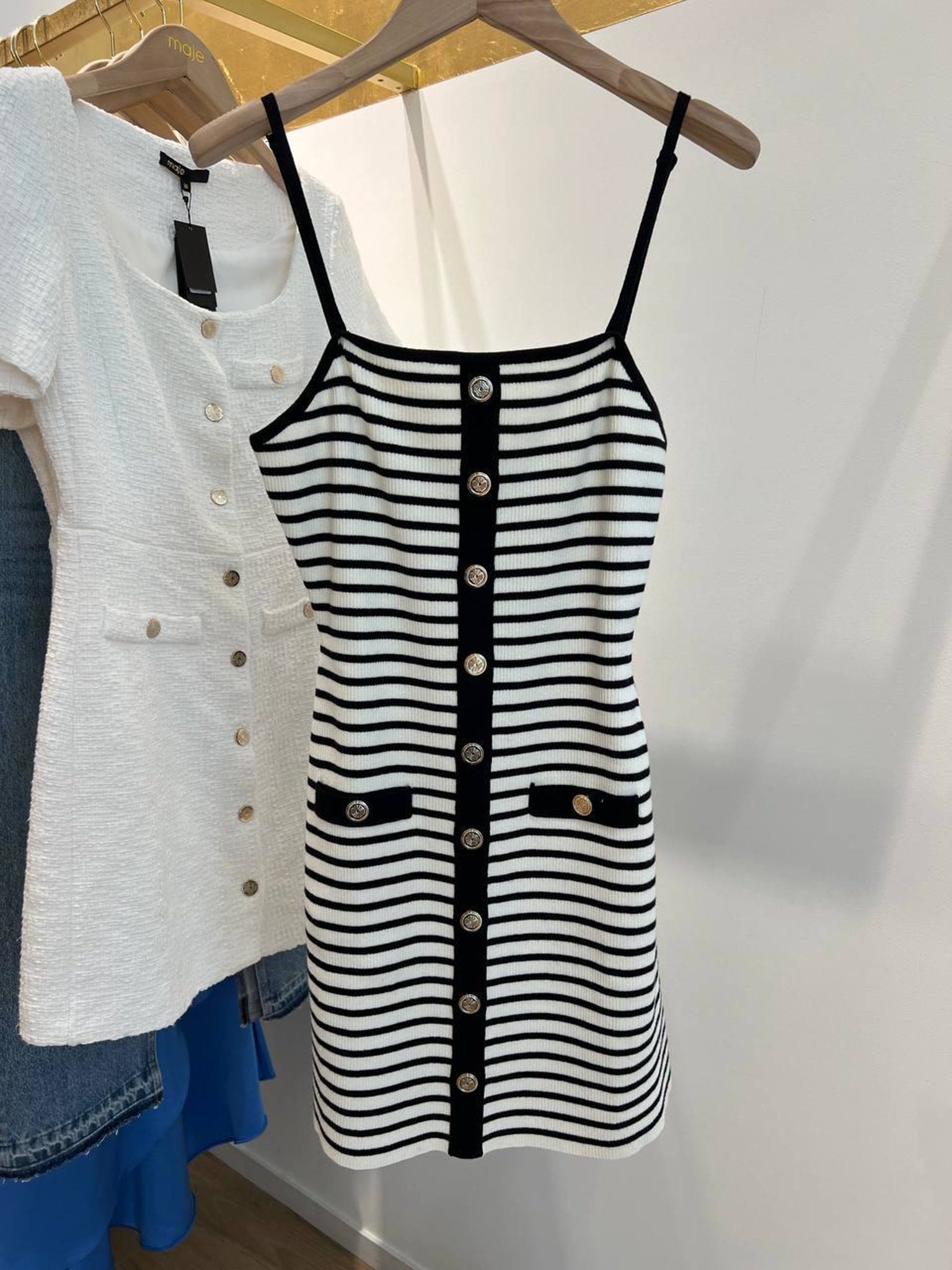 Maje Striped Ribbed Mini DressMaje