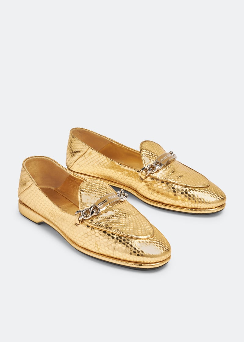 Miu Miu Ayers leather loafers goldMiu Miu