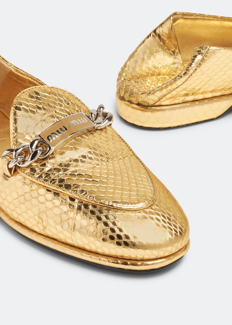 Miu Miu Ayers leather loafers goldMiu Miu