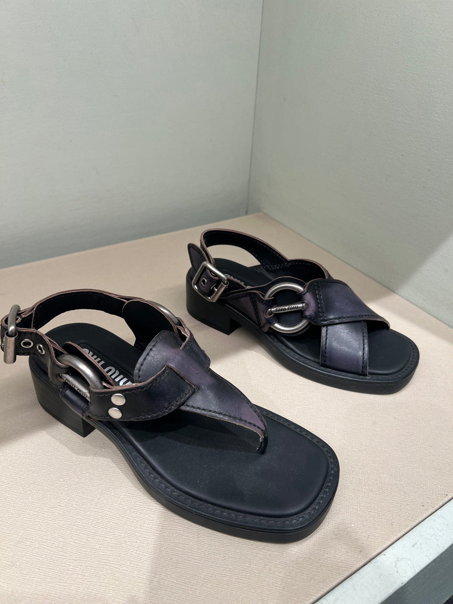 Miu Miu Bleached leather thong sandalsMiu Miu