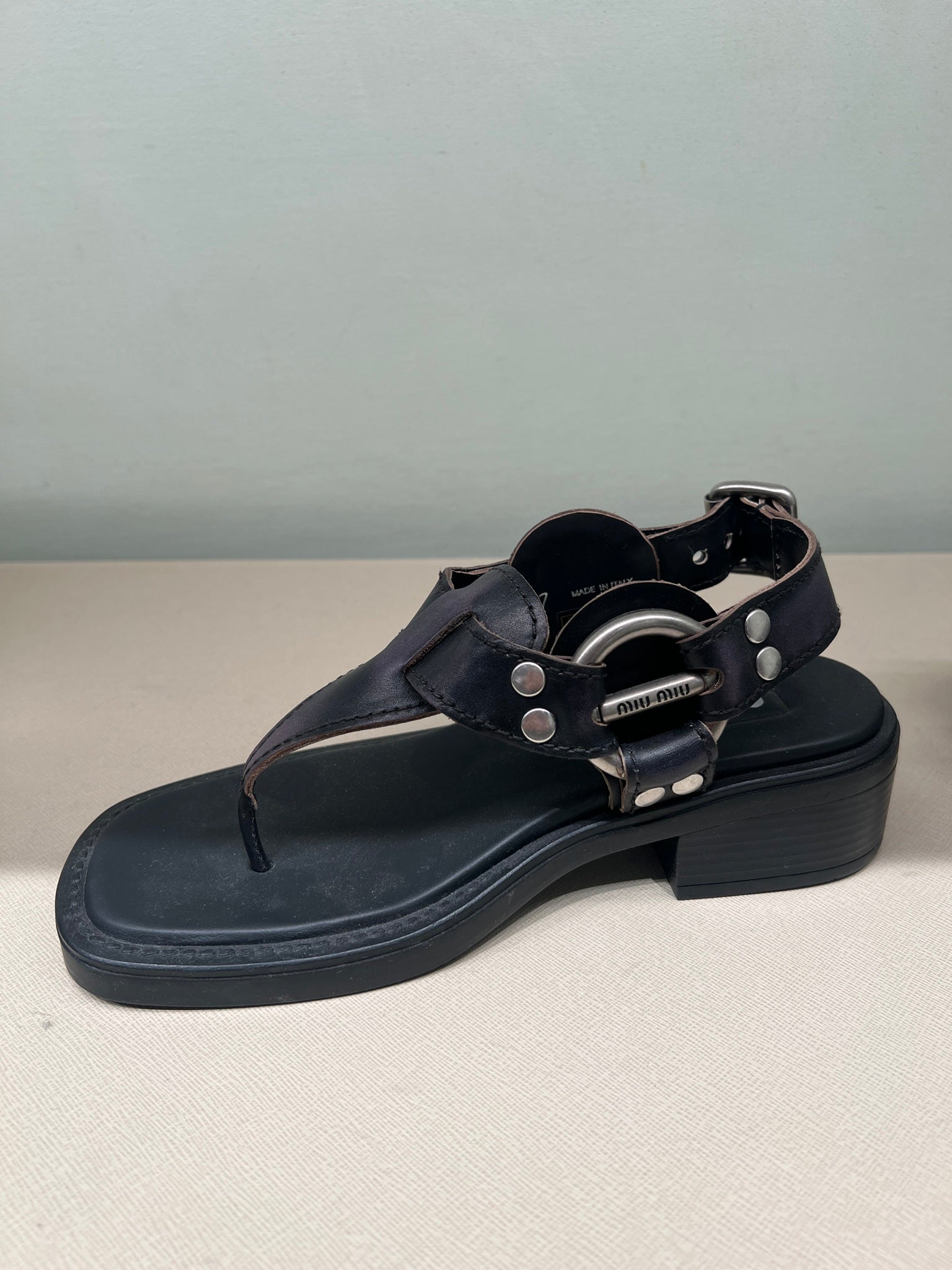 Miu Miu Bleached leather thong sandalsMiu Miu