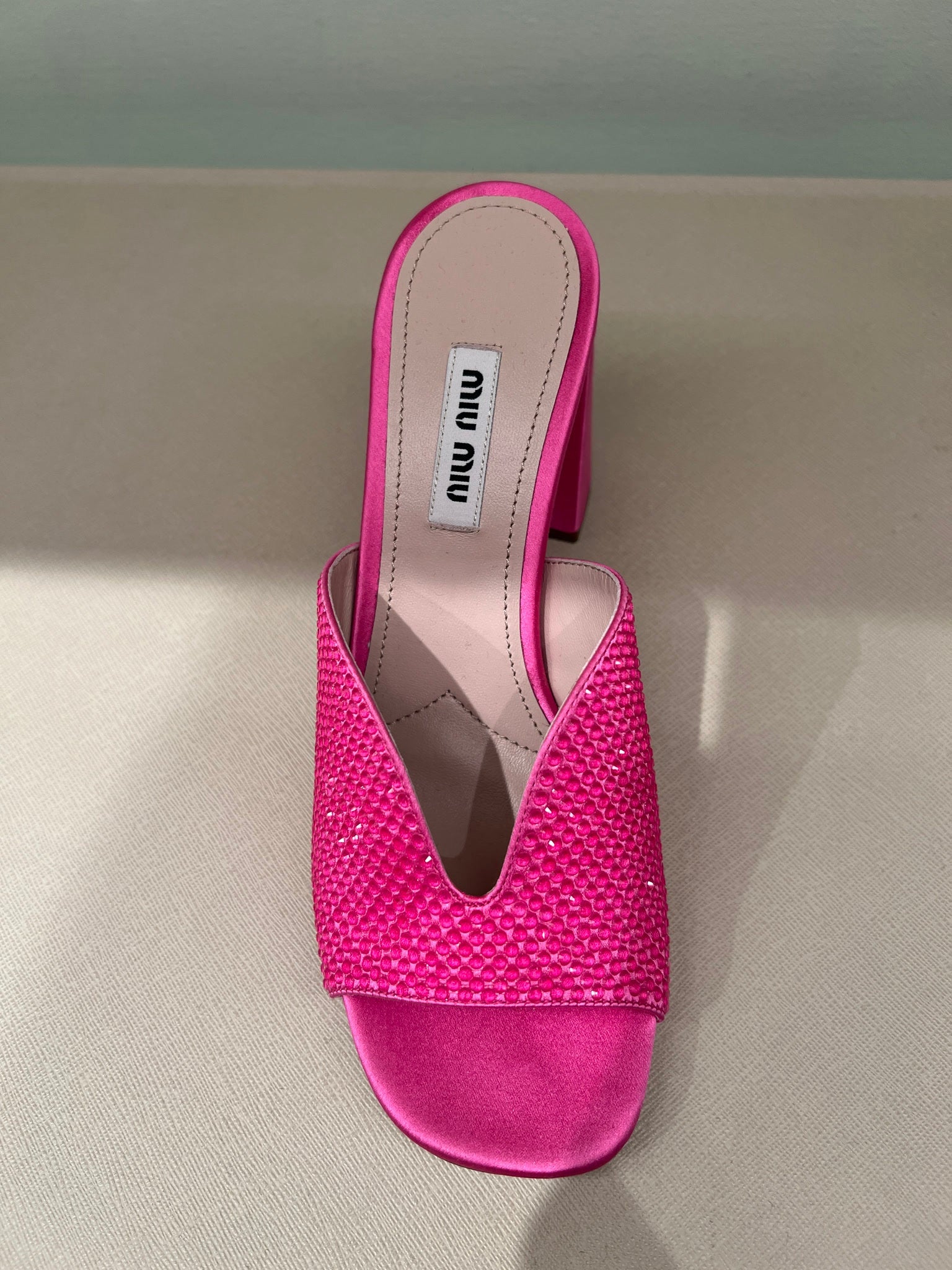 Miu Miu Crystal satin sandals pinkMiu Miu