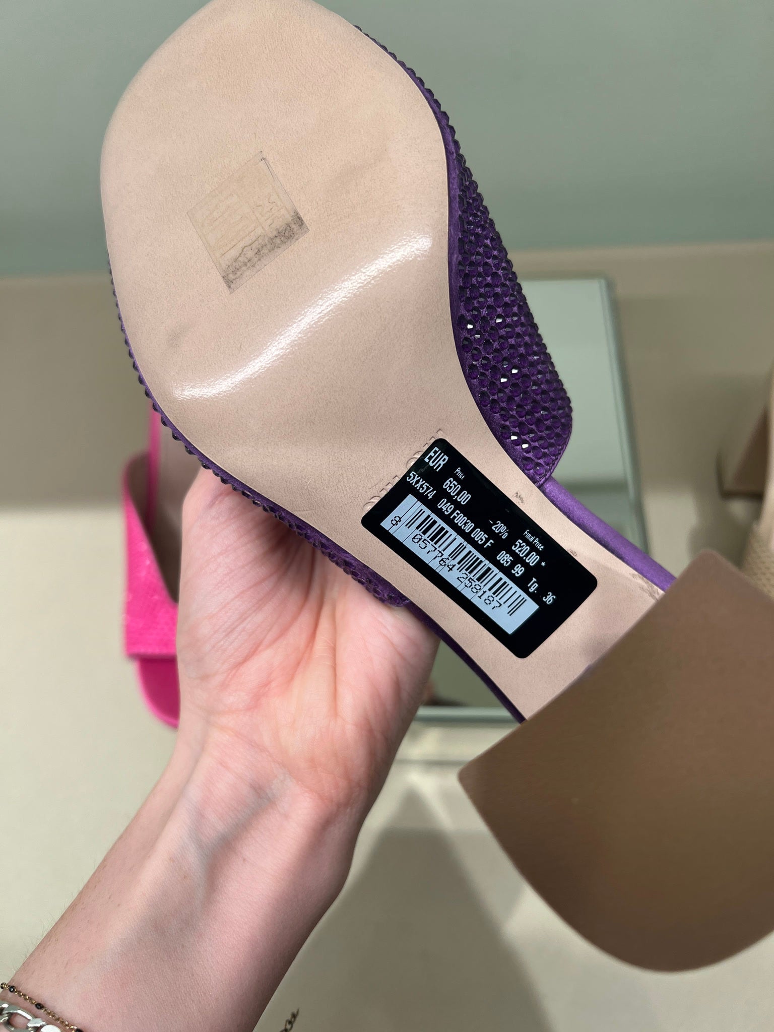 Miu Miu Crystal satin sandals purpleMiu Miu