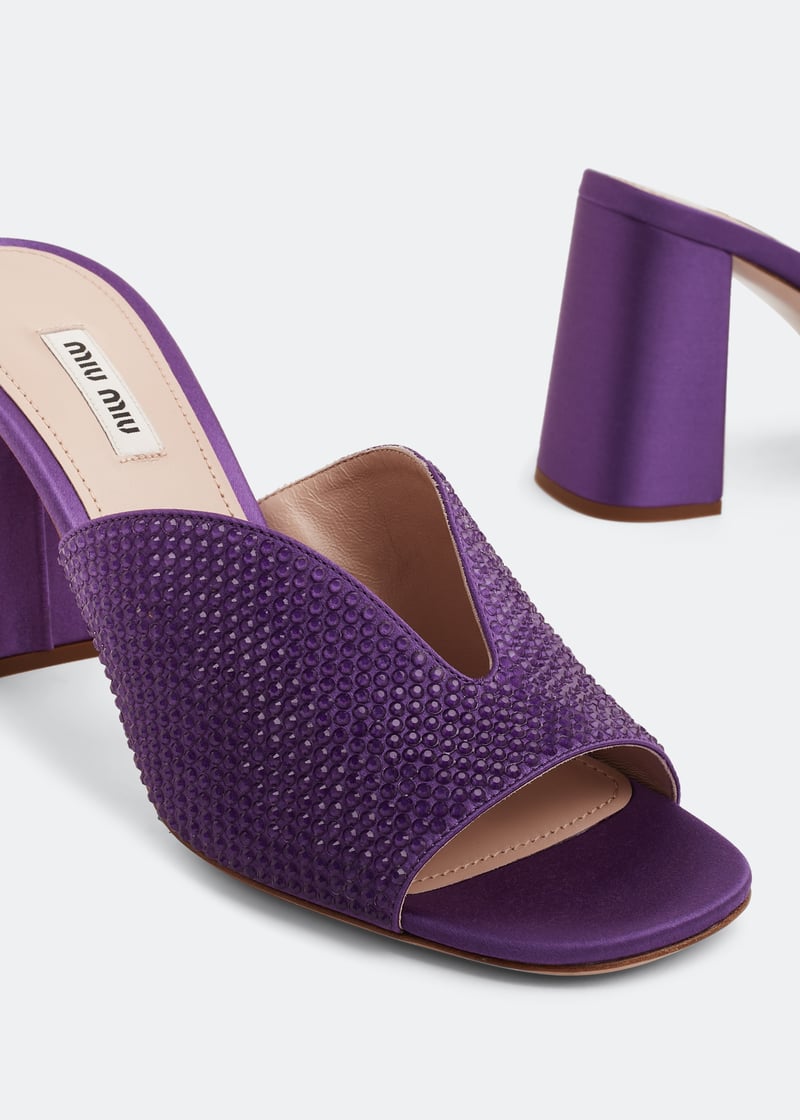 Miu Miu Crystal satin sandals purpleMiu Miu