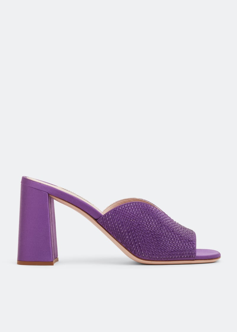 Miu Miu Crystal satin sandals purpleMiu Miu