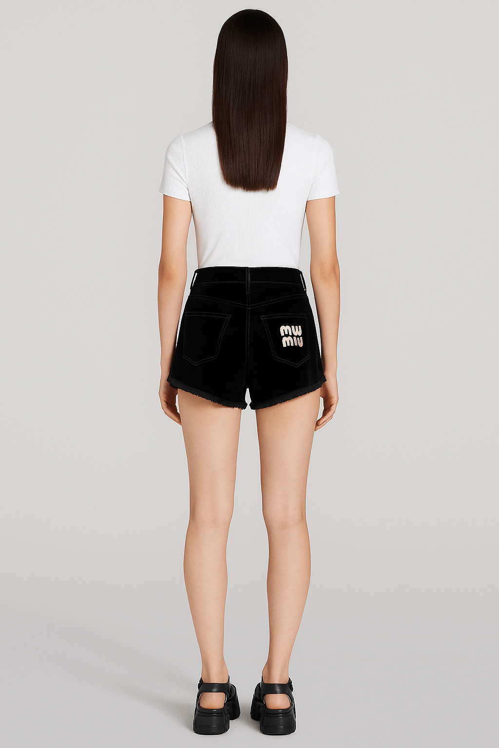 Miu Miu Damskie krótkie spodenki czarne 17236 F0002 004OMiu Miu