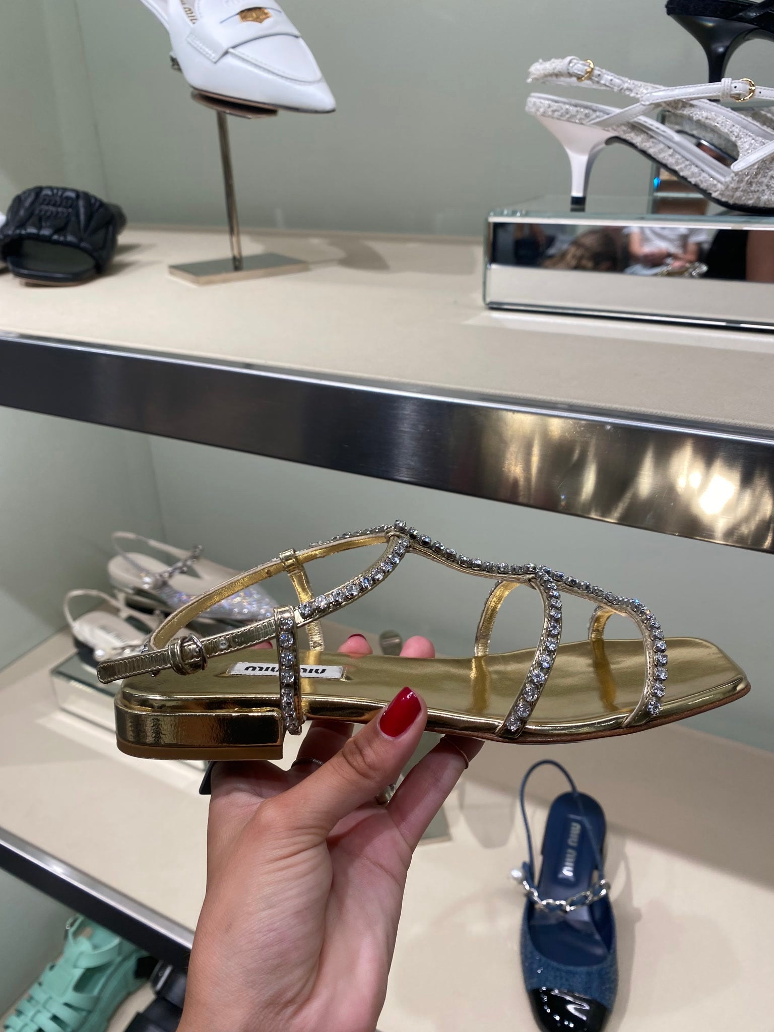 Miu Miu Damskie sandały złoteMiu Miu