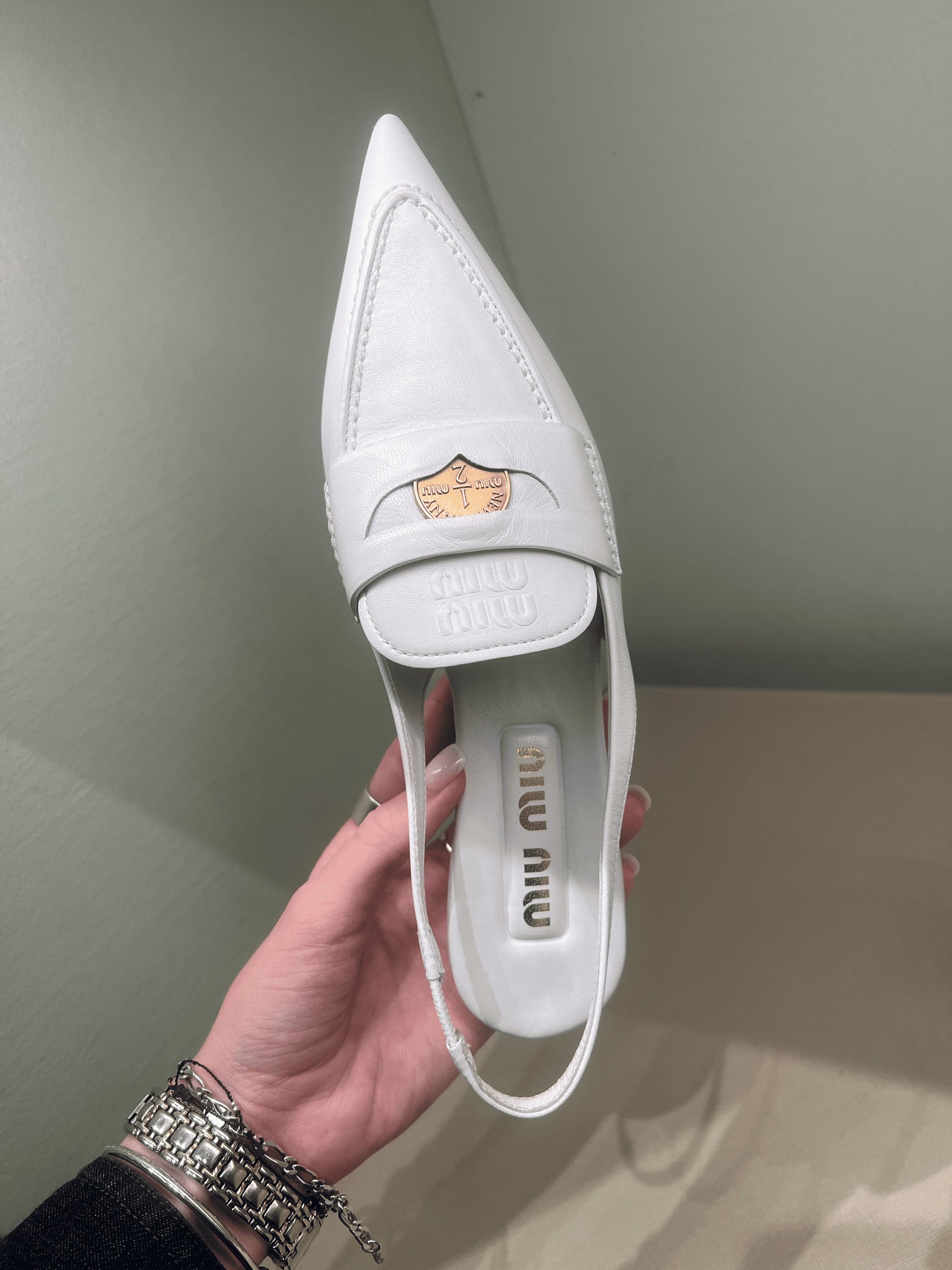 Miu Miu Damskie Szpilki Białe 5X909DMiu Miu
