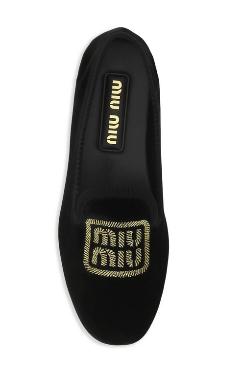 Miu Miu embroidered - logo slippers blackMiu Miu