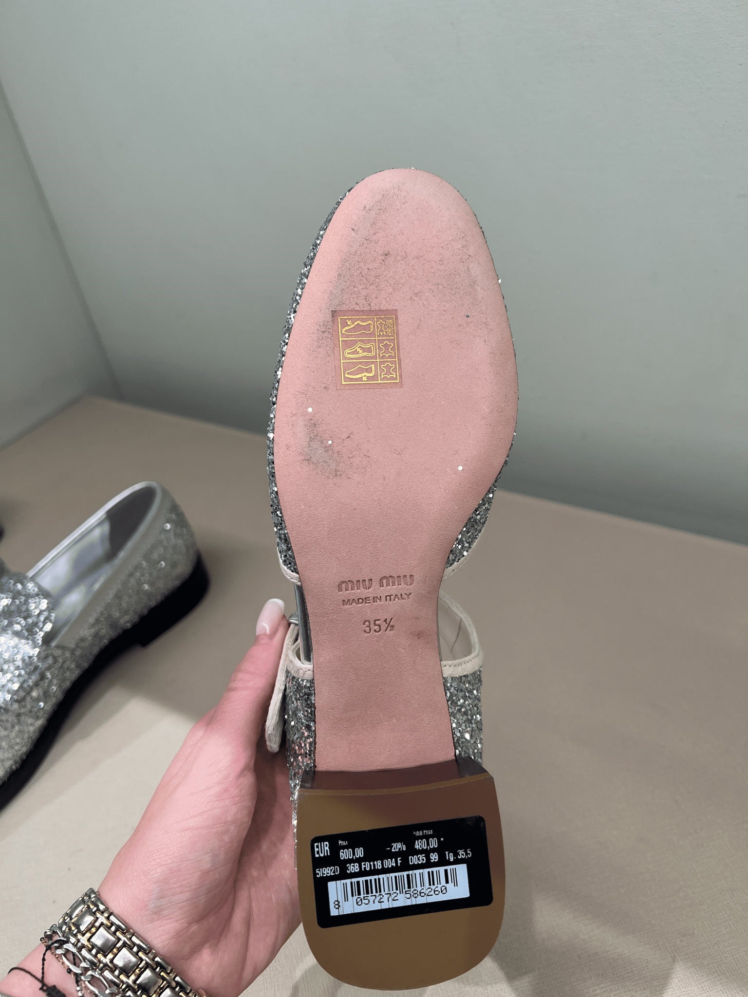 Miu Miu srebrne buty damskie 51992DMiu Miu