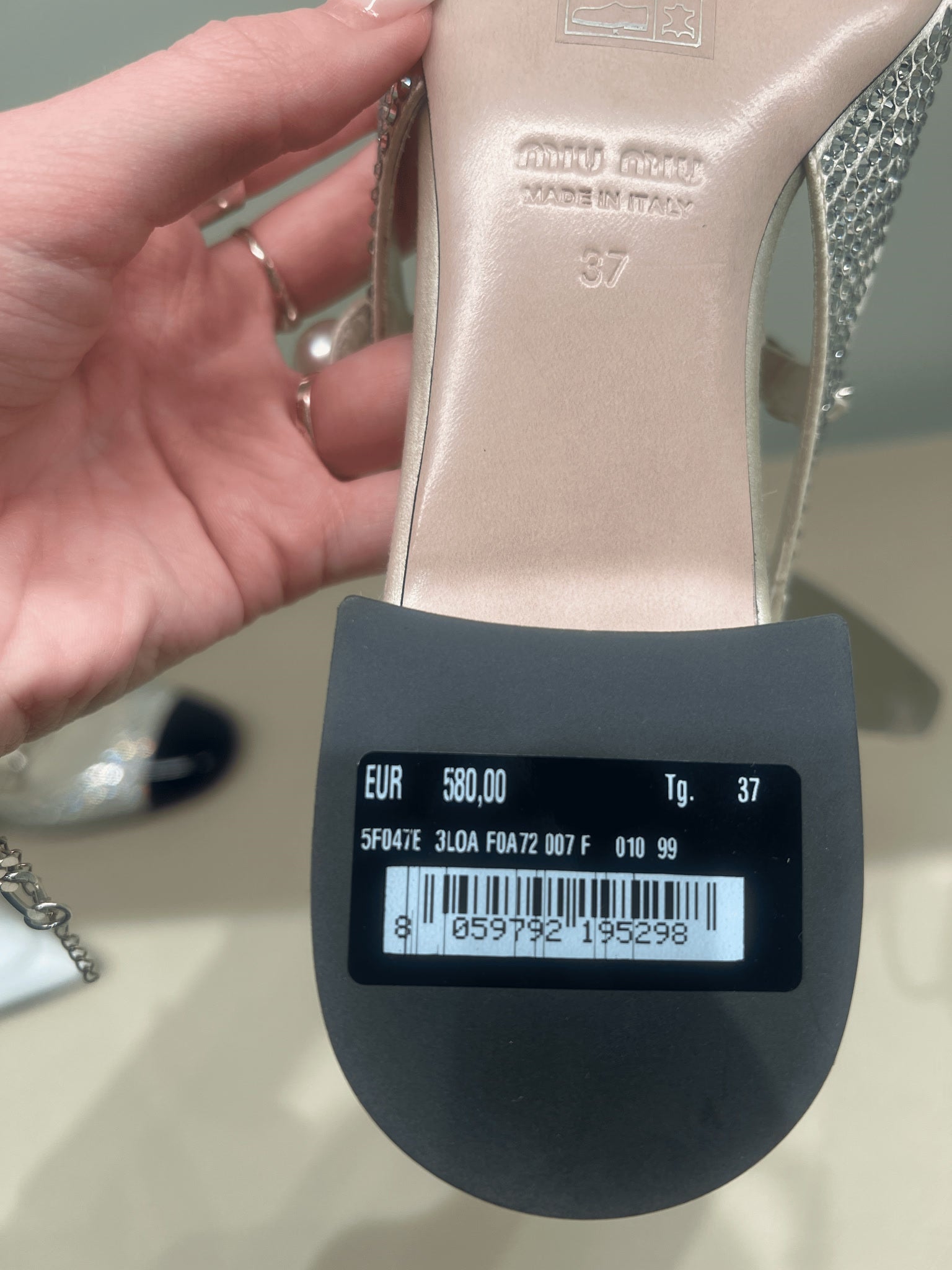 Miu Miu srebrne buty damskie szpilki 5F047EMiu Miu