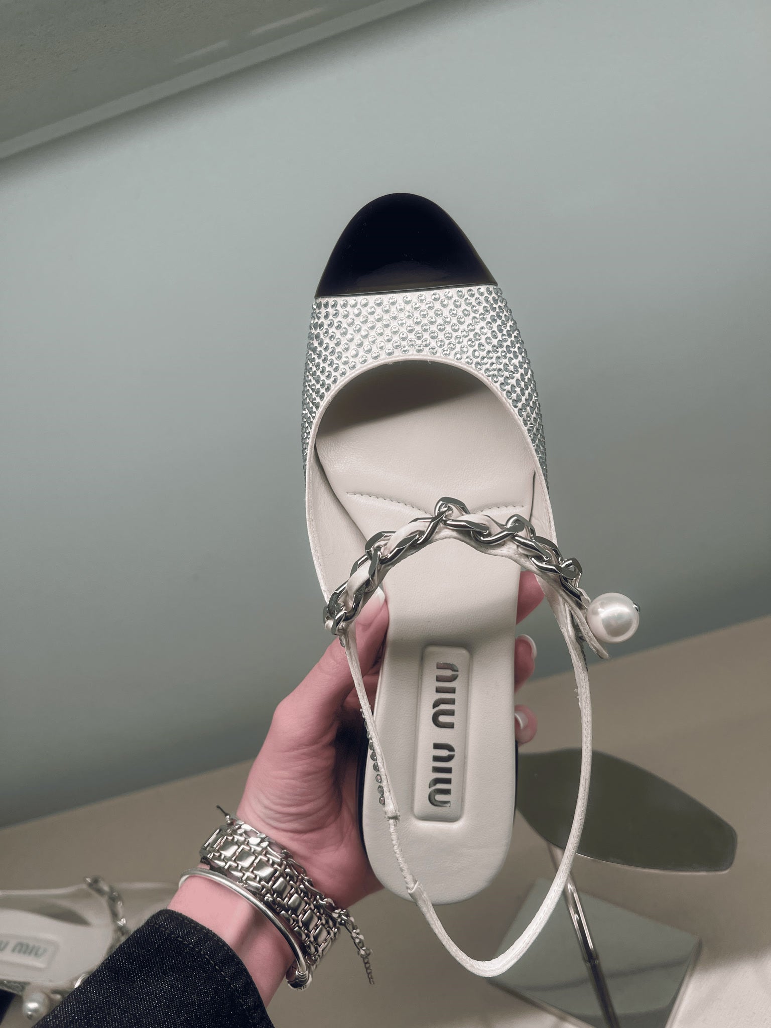 Miu Miu srebrne buty damskie szpilki 5F047EMiu Miu