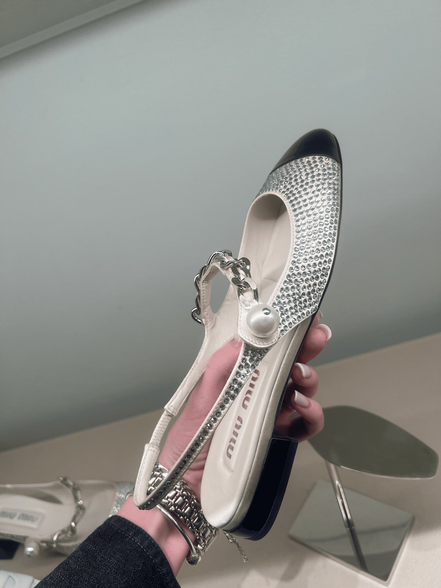 Miu Miu srebrne buty damskie szpilki 5F047EMiu Miu