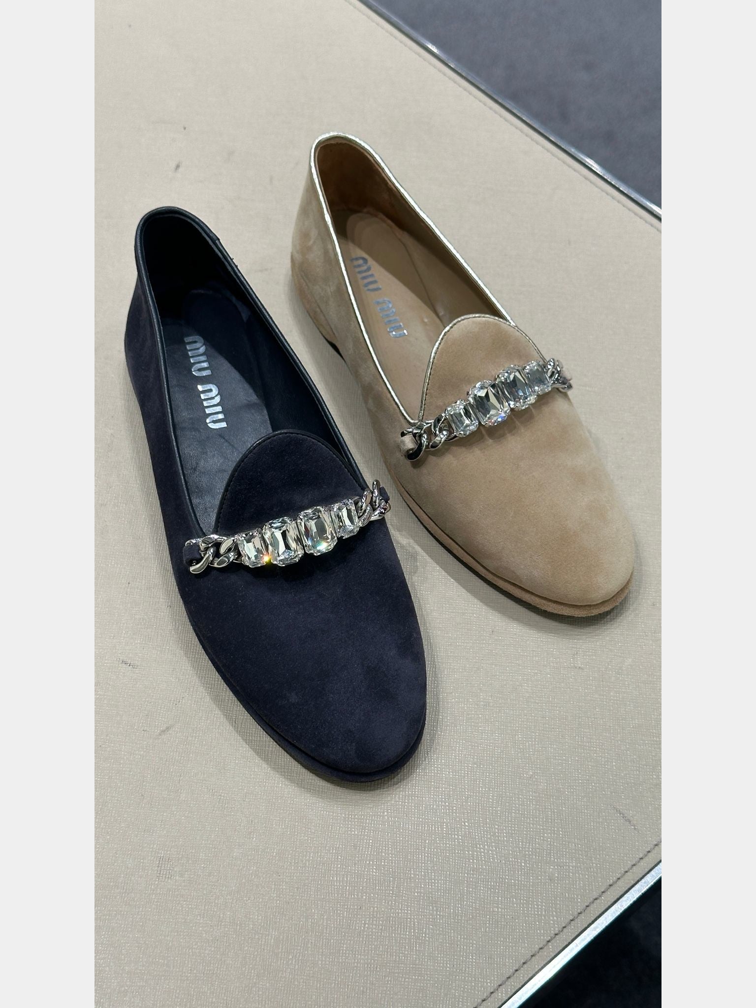 Miu Miu Suede Loafers beigeMiu Miu