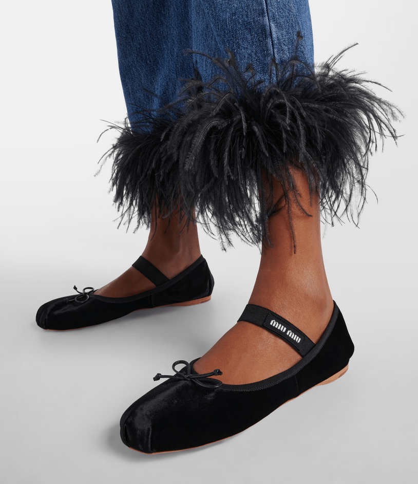 Miu Miu Velvet ballet flats blackMiu Miu