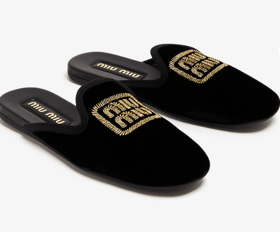 Miu Miu Velvet slippers blackMiu Miu