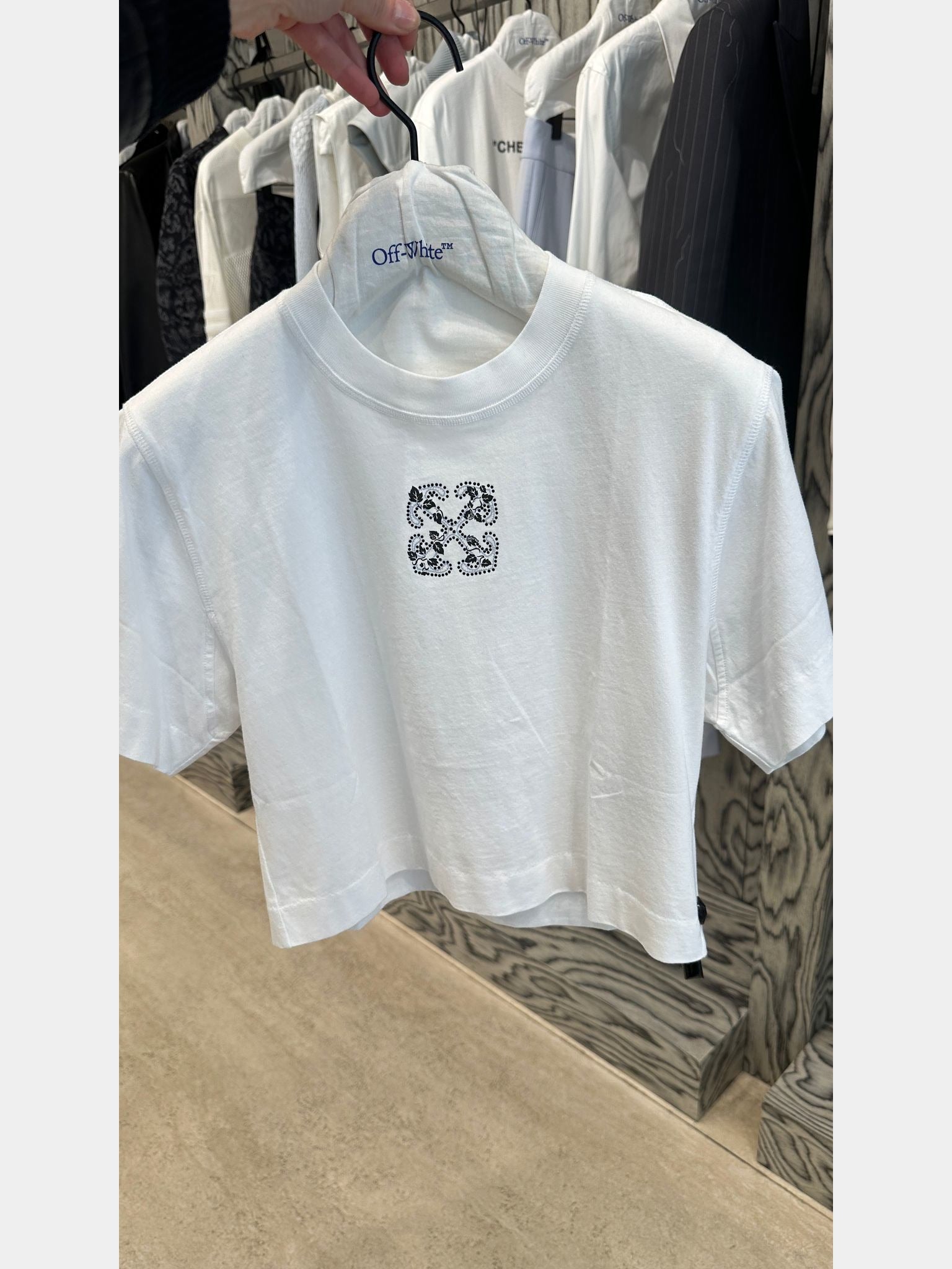 Off - White Bling Leaves S Arrow Crop TeeOff - White