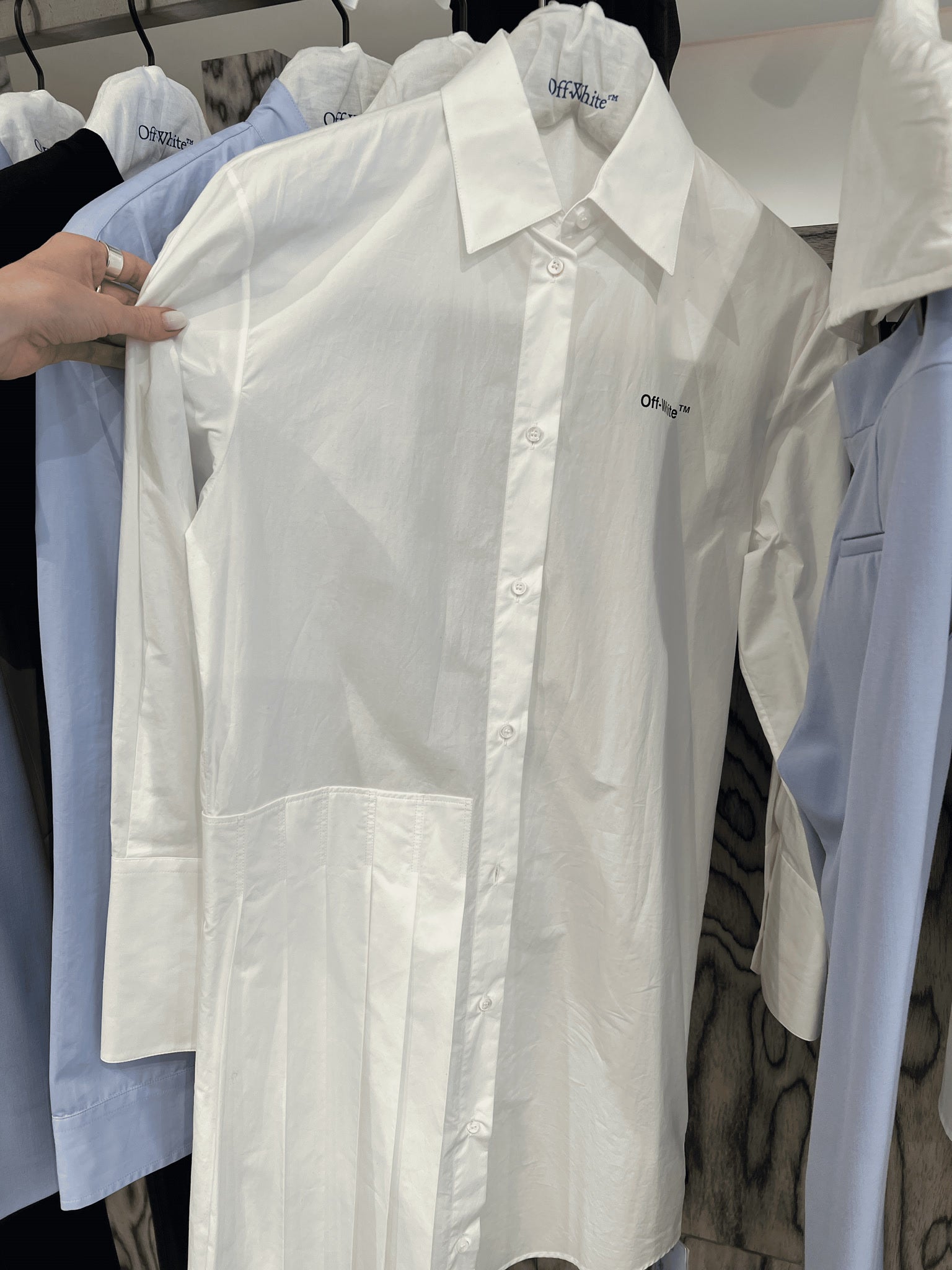 Off - White Damska koszula Diag Plisse białaOff - white