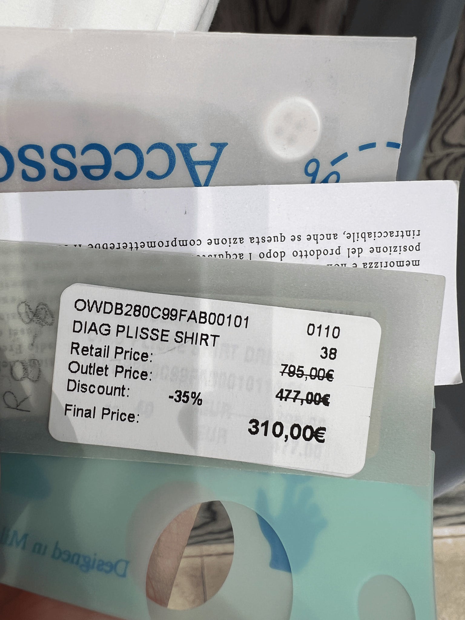 Off - White Damska koszula Diag Plisse białaOff - white