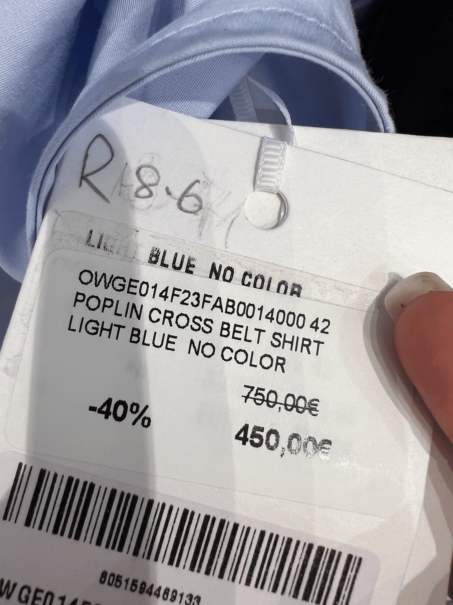 Off - White Damska koszula popelinowa błękitnaOff - white