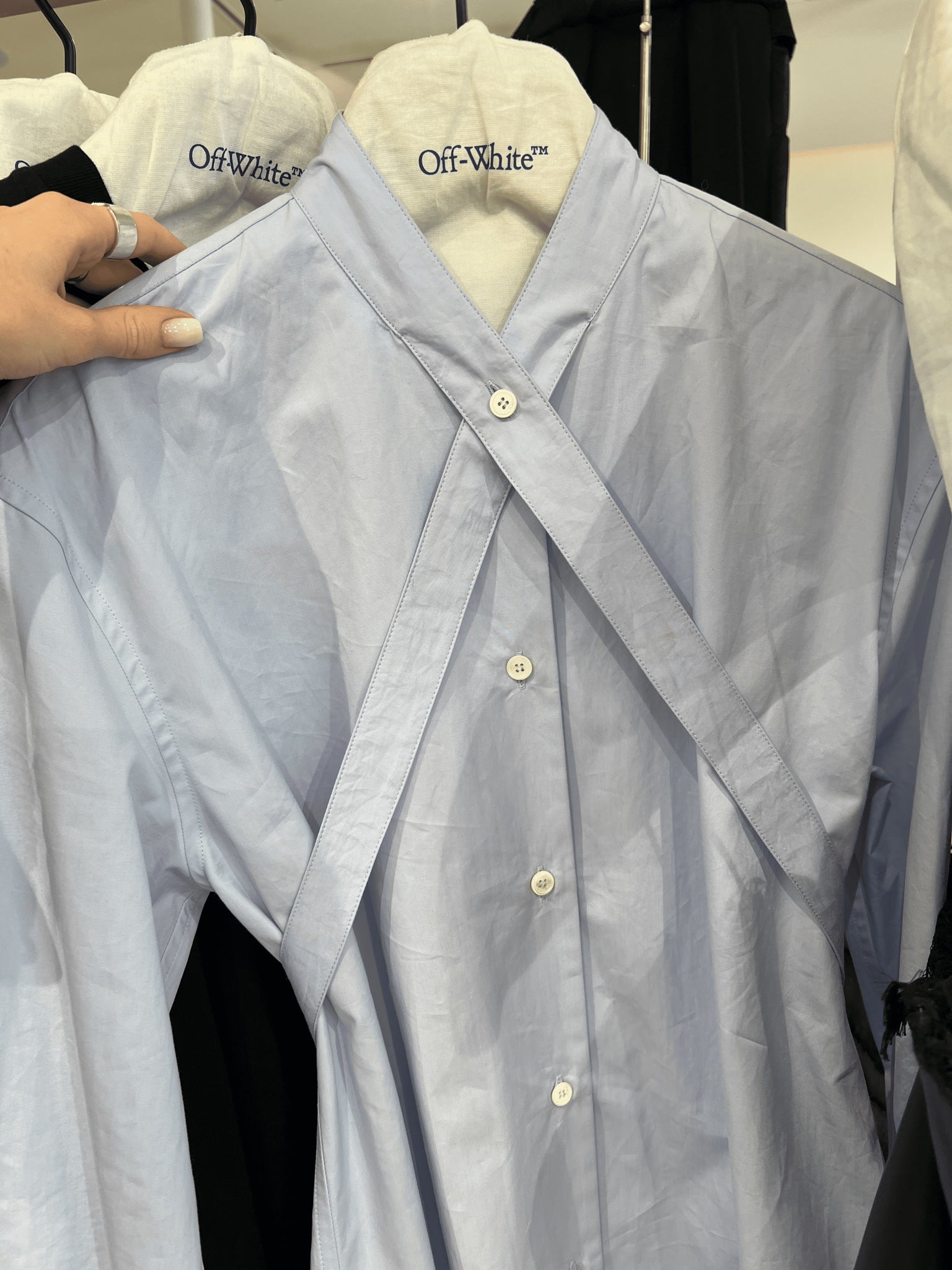 Off - White Damska koszula popelinowa błękitnaOff - white