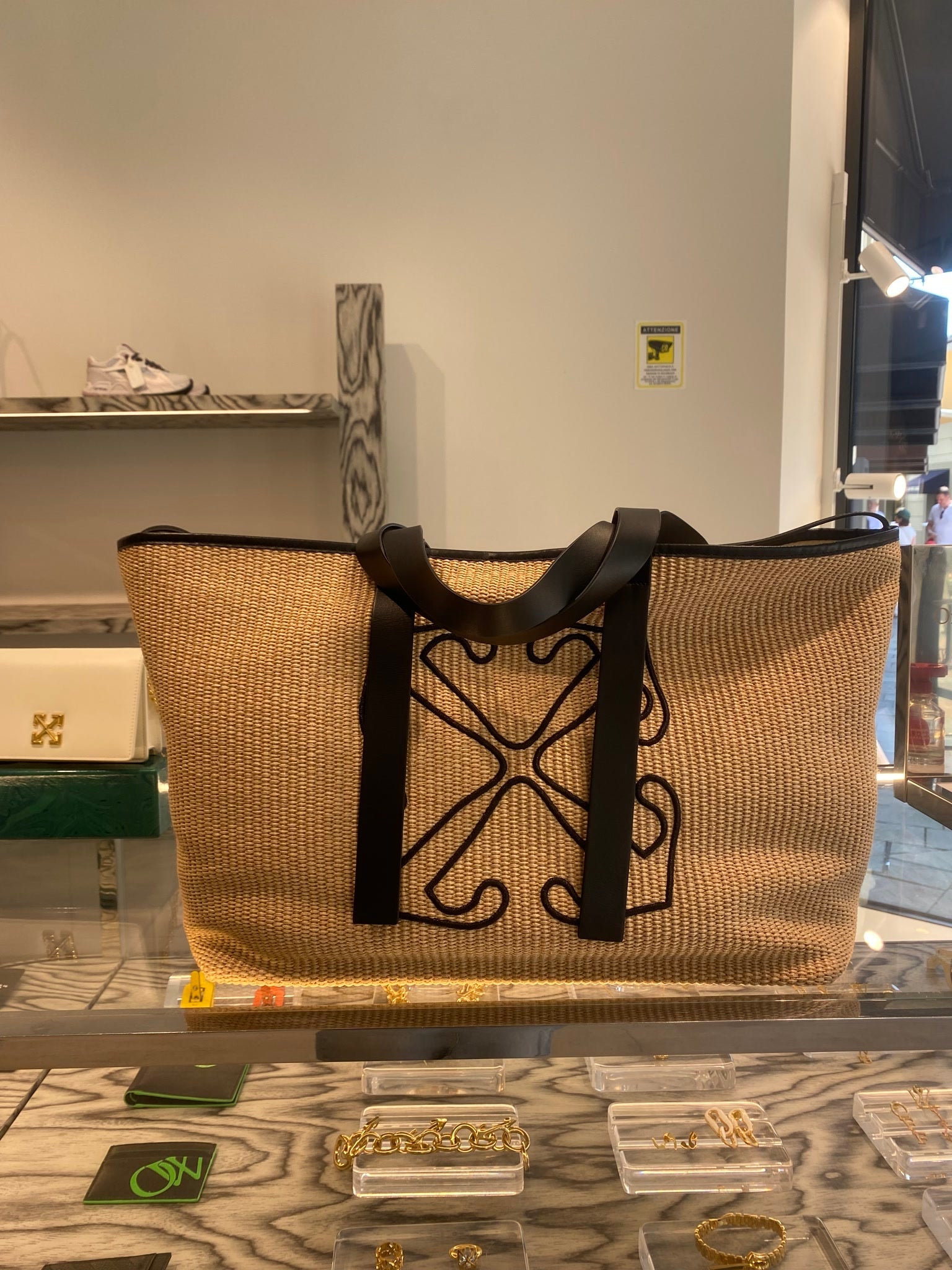 Off - White Damska torba Day Off Large Rafia beżowaOff - white