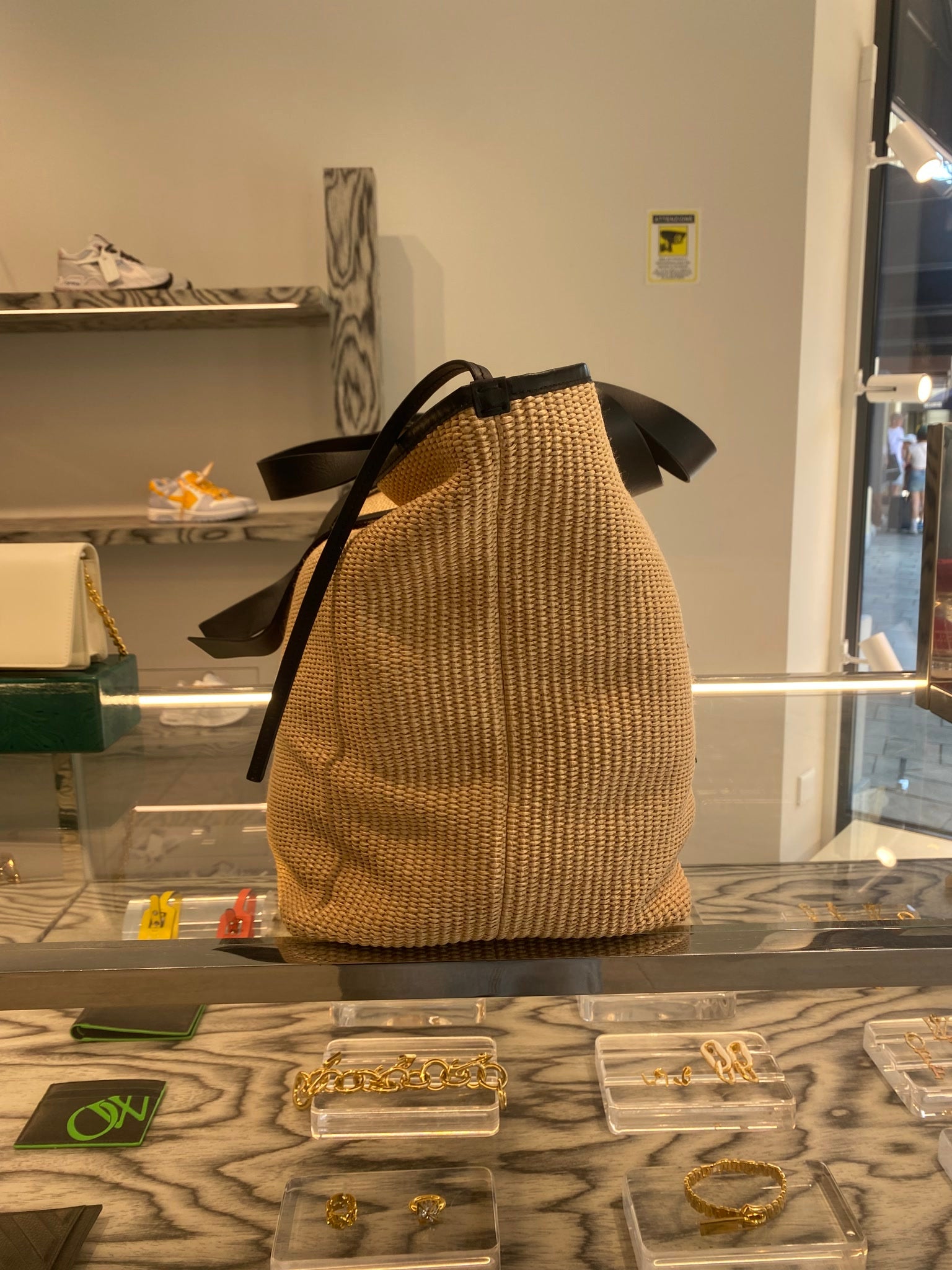 Off - White Damska torba Day Off Large Rafia beżowaOff - white