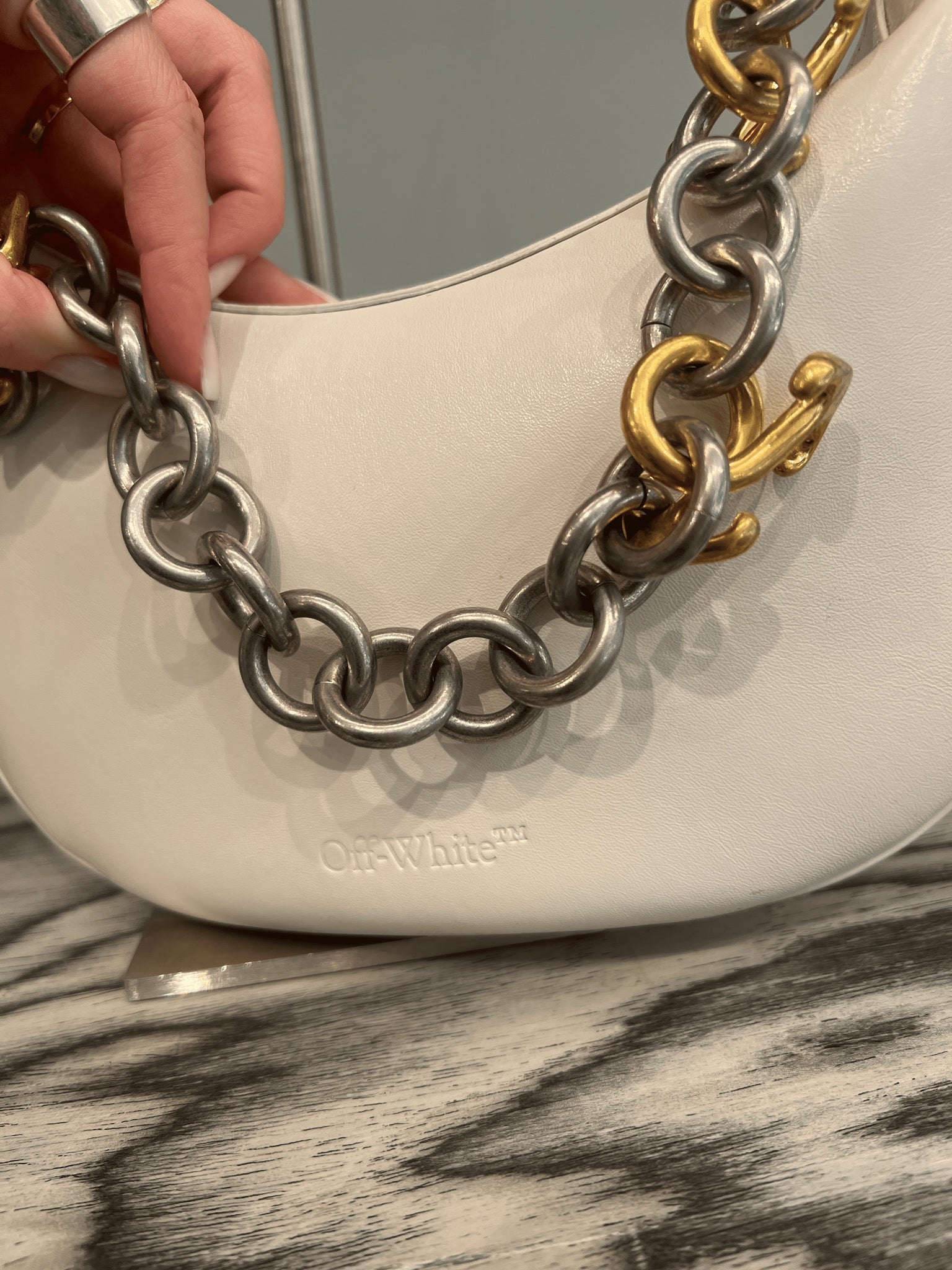 Off - White Damska torba Hobo białaOff - white