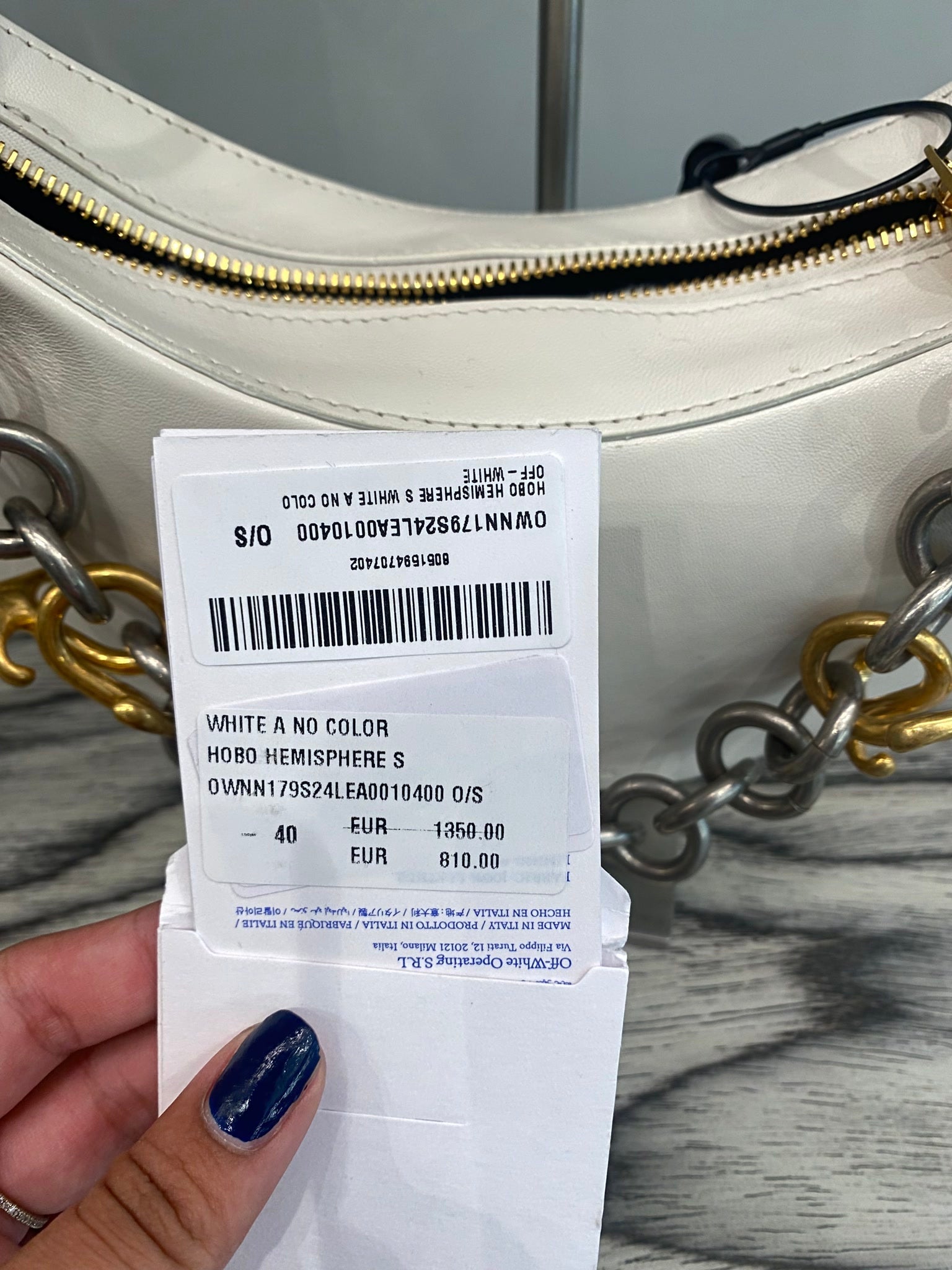 Off - White Damska torebka Hobo białaOff - white