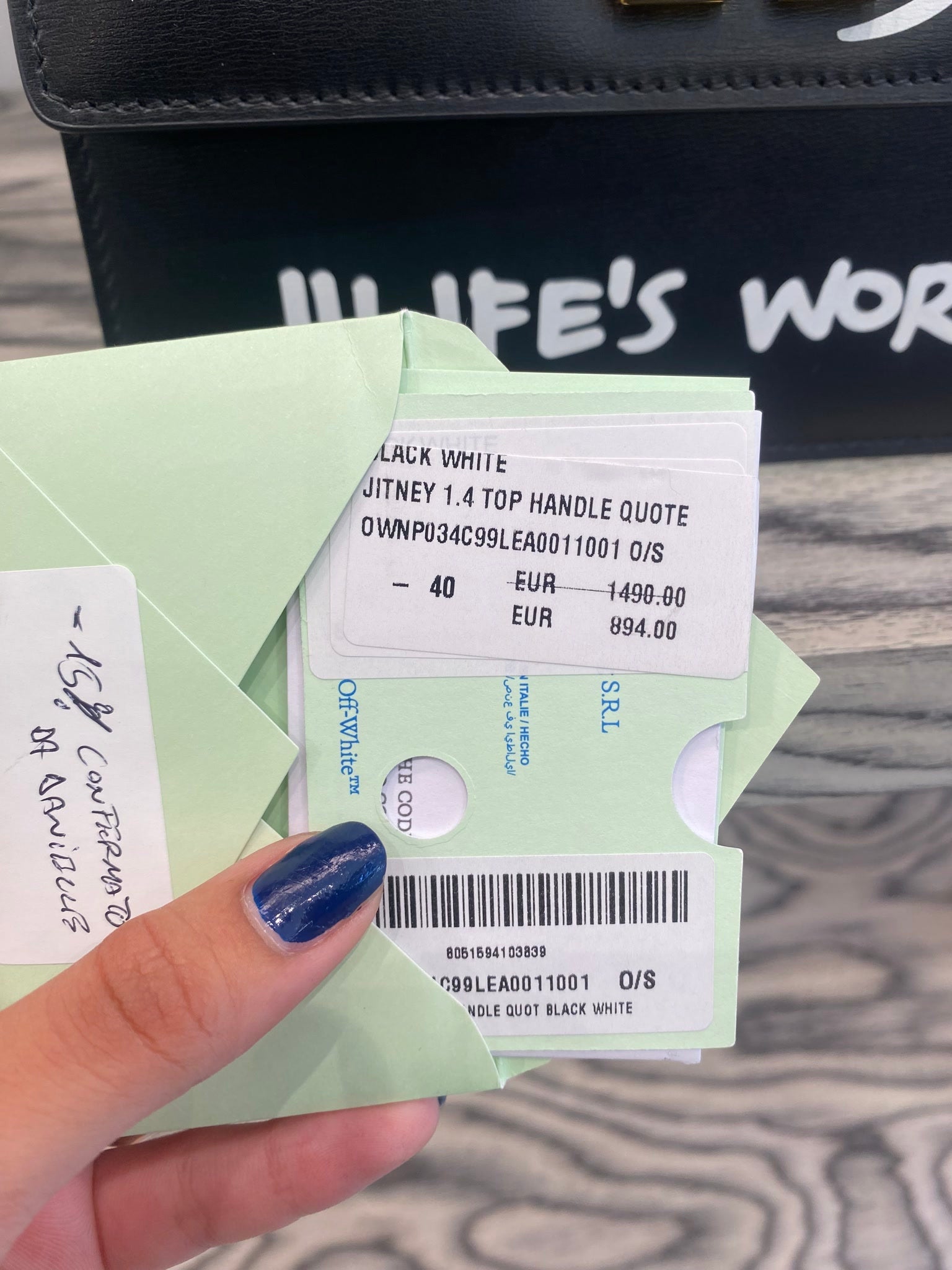 Off - White Damska torebka Jitney 1.4 czarna białaOff - white
