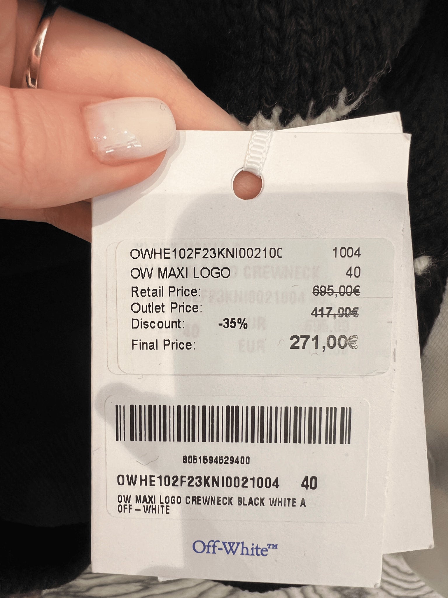 Off - White Damski sweter czarny bawełnianyOff - white