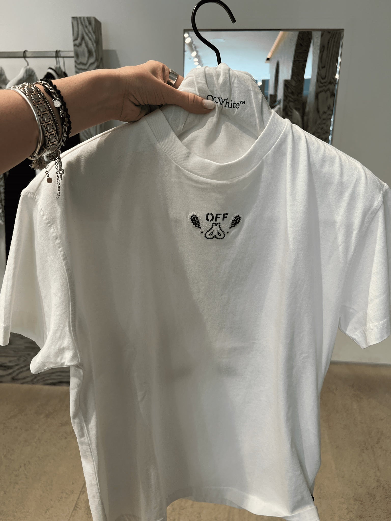 Off - White Damski T-shirt biały jerseyOff - white