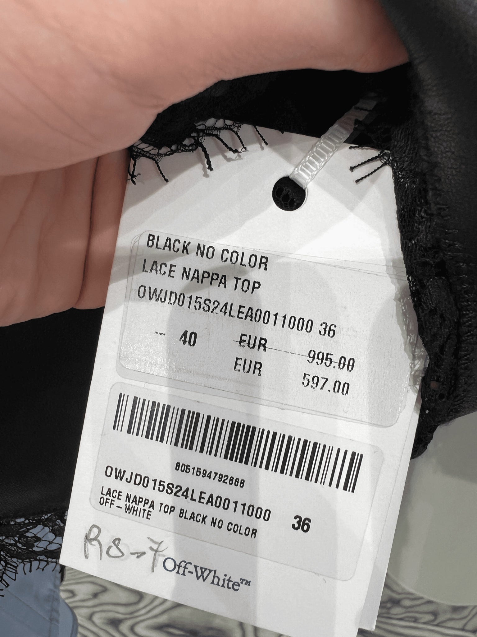 Off - White Damski top skórzany czarny Lace NappaOff - white