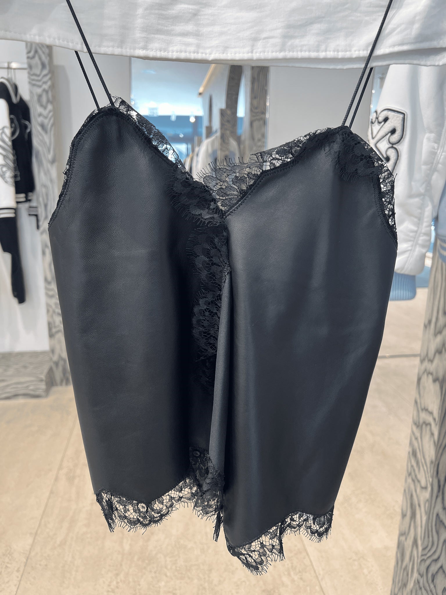 Off - White Damski top skórzany czarny Lace NappaOff - white
