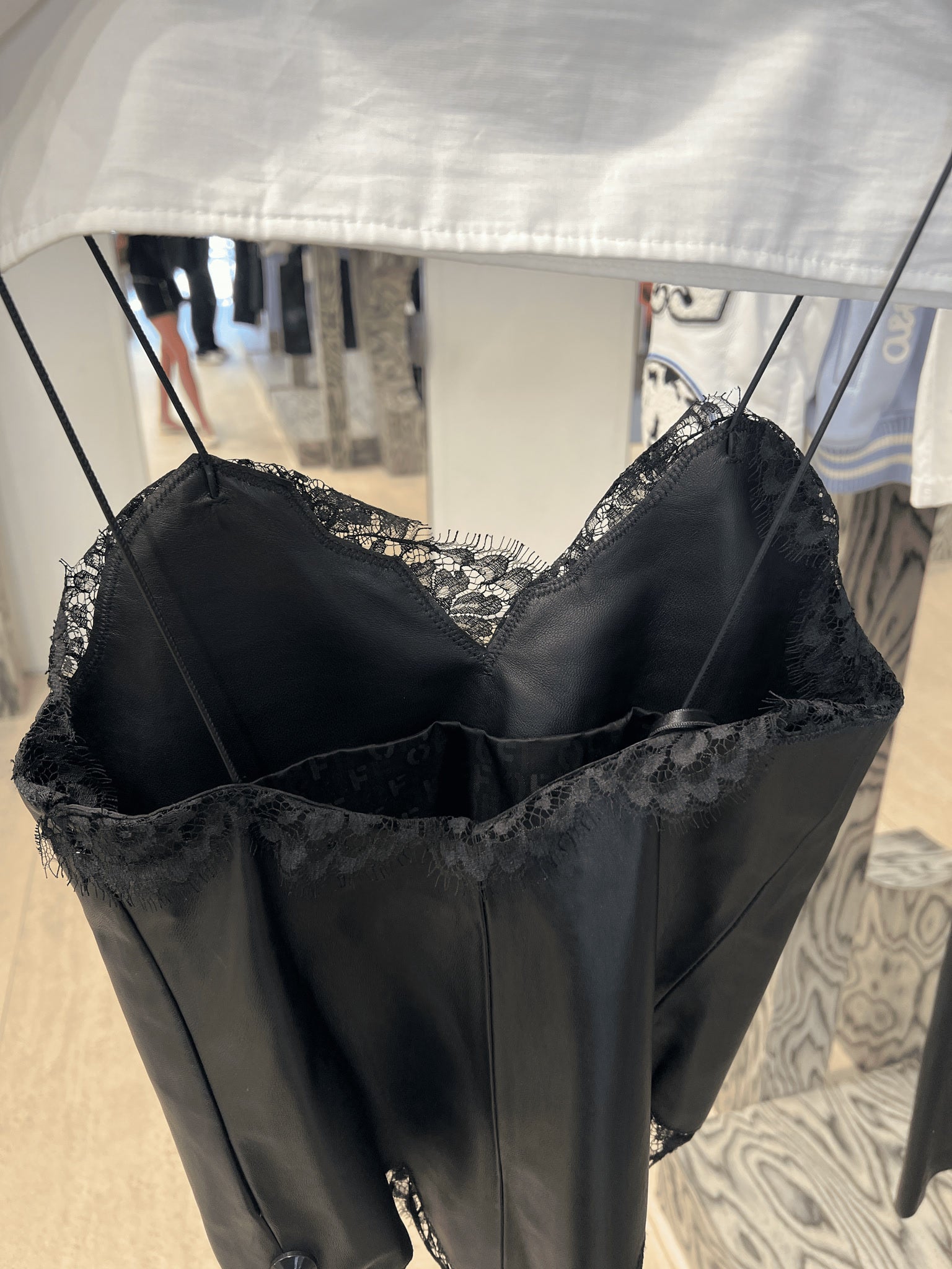 Off - White Damski top skórzany czarny Lace NappaOff - white